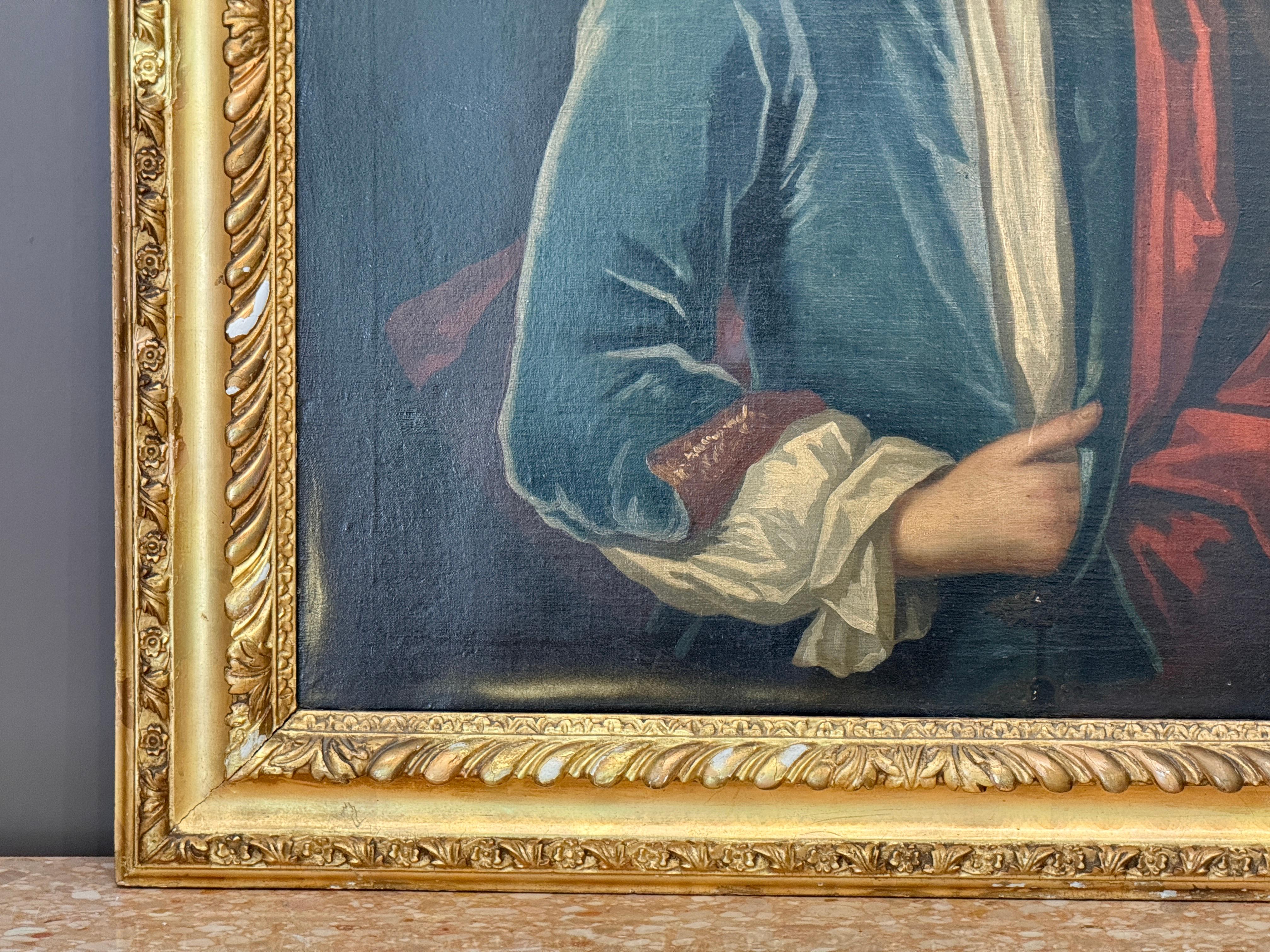 Toile Huile sur toile anglaise du milieu du XVIIIe siècle Portrait d'un jeune homme en vente