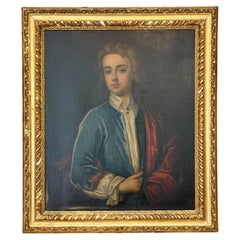 Óleo sobre lienzo inglés de mediados del siglo XVIII Retrato de un joven caballero