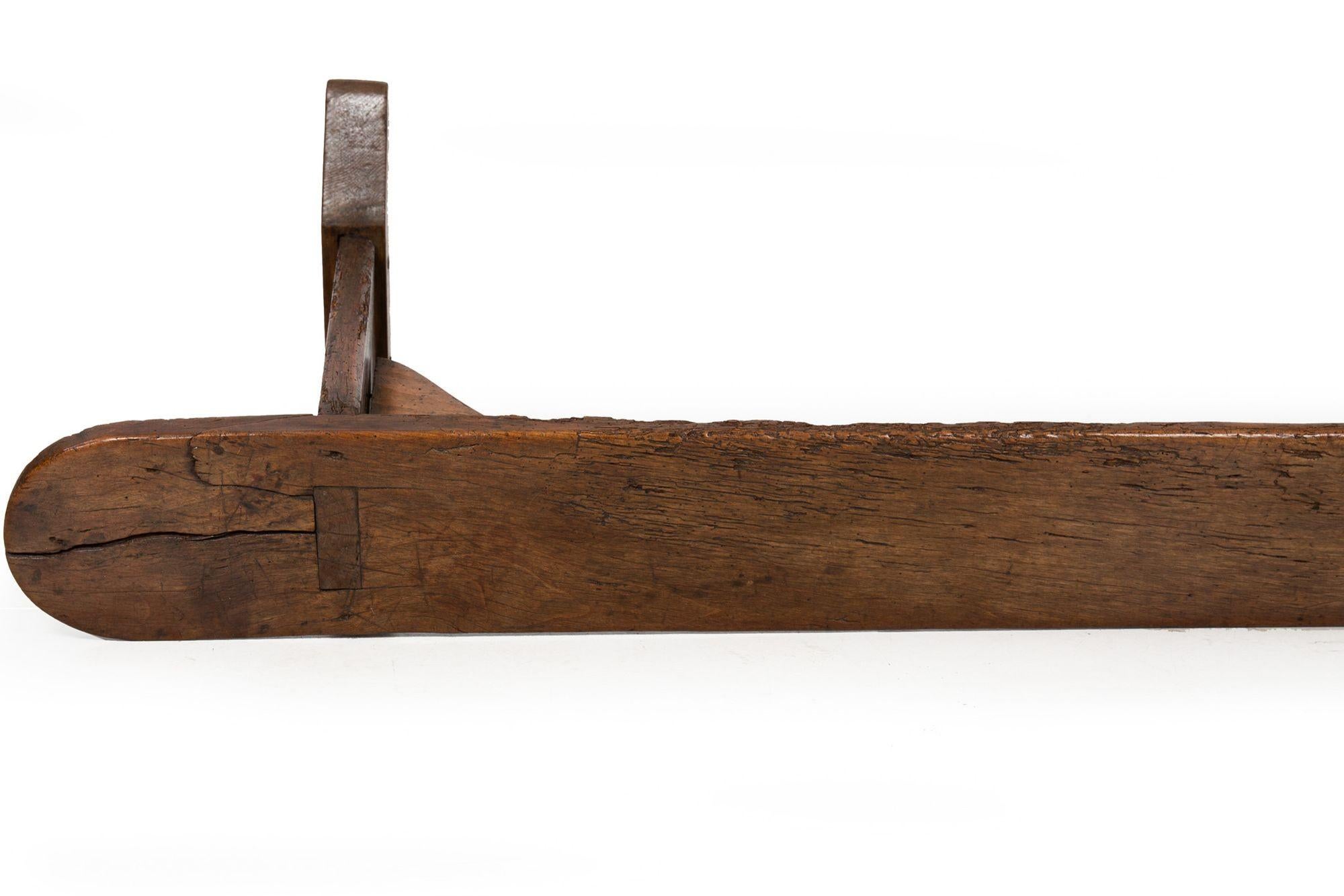 Mid-18th Century English Patinated Elm Long Trestle Bench For Sale 7