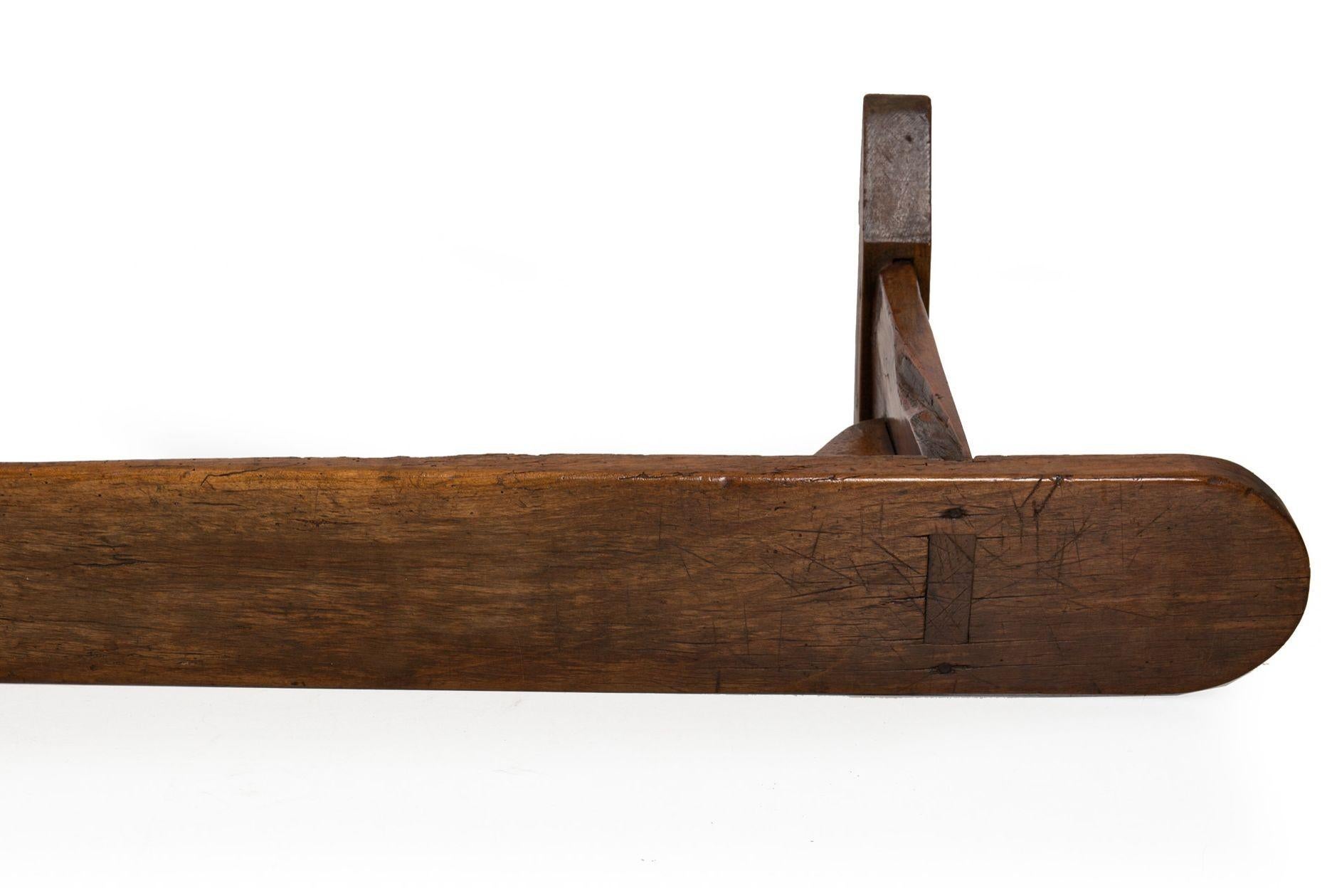Mid-18th Century English Patinated Elm Long Trestle Bench For Sale 8