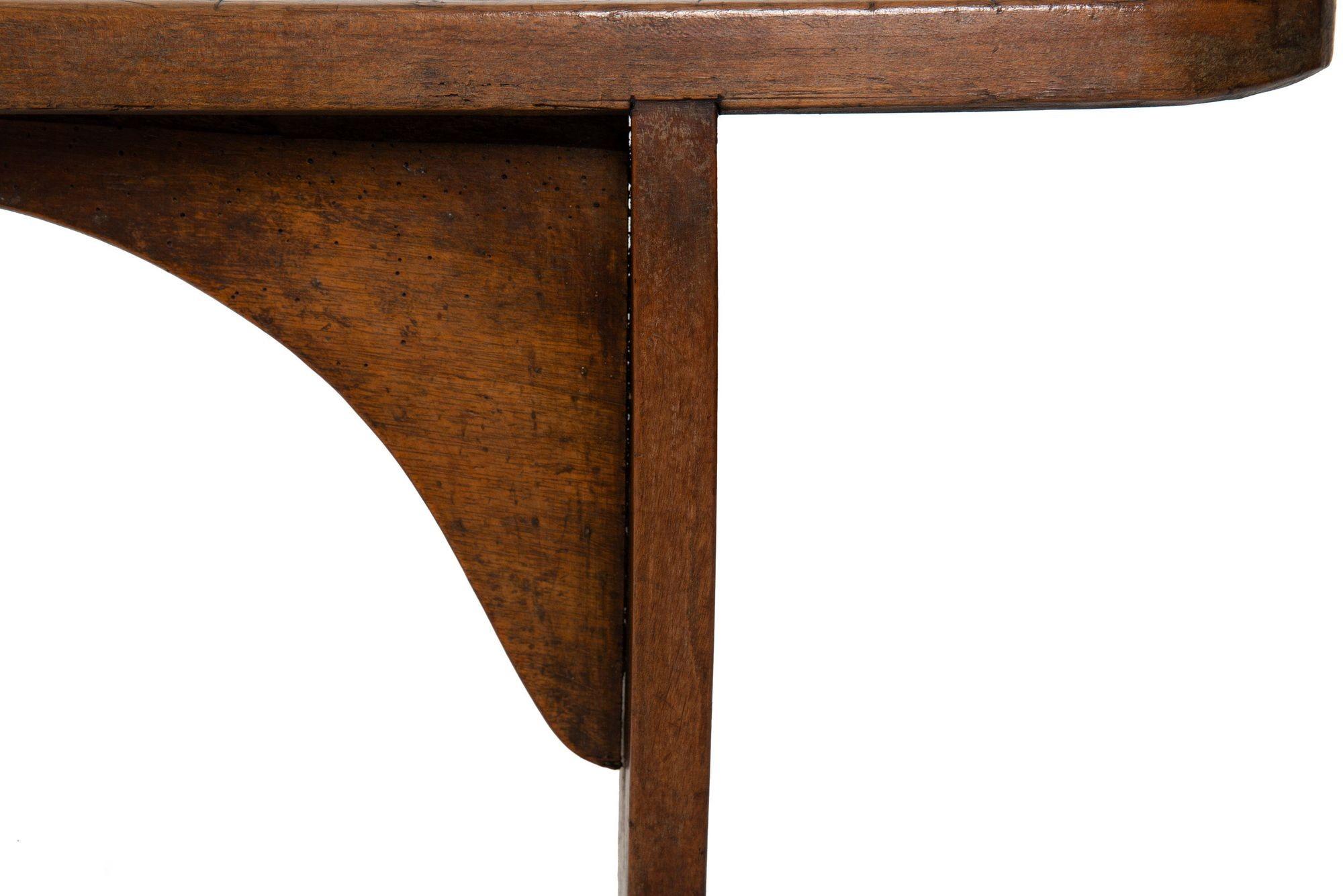 Mid-18th Century English Patinated Elm Long Trestle Bench For Sale 11
