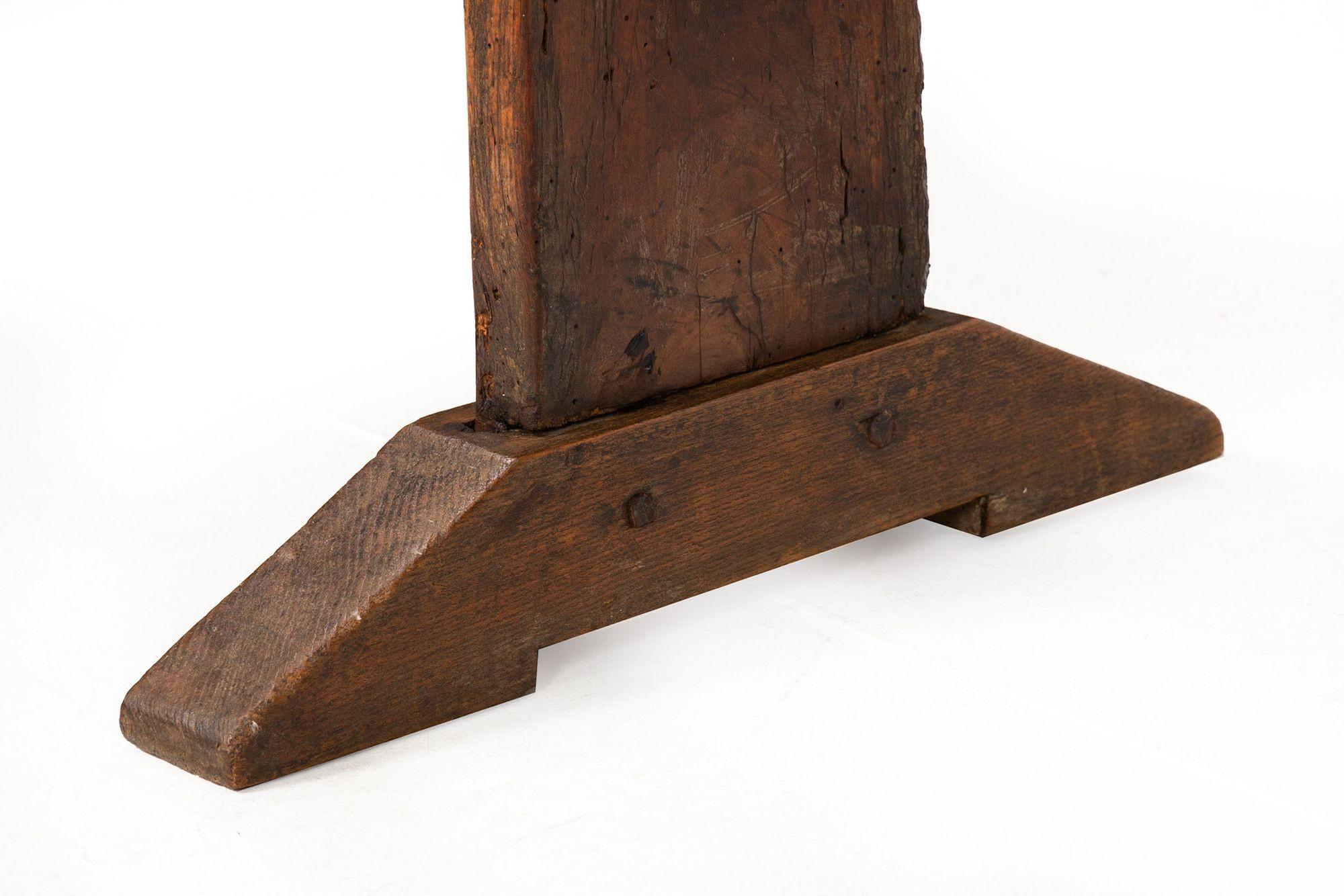 Mid-18th Century English Patinated Elm Long Trestle Bench For Sale 12