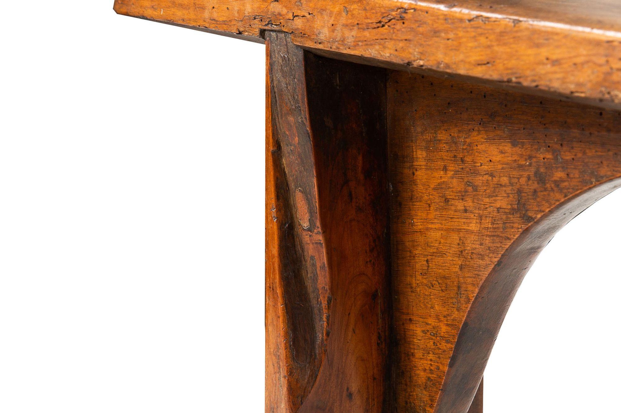 Mid-18th Century English Patinated Elm Long Trestle Bench For Sale 13