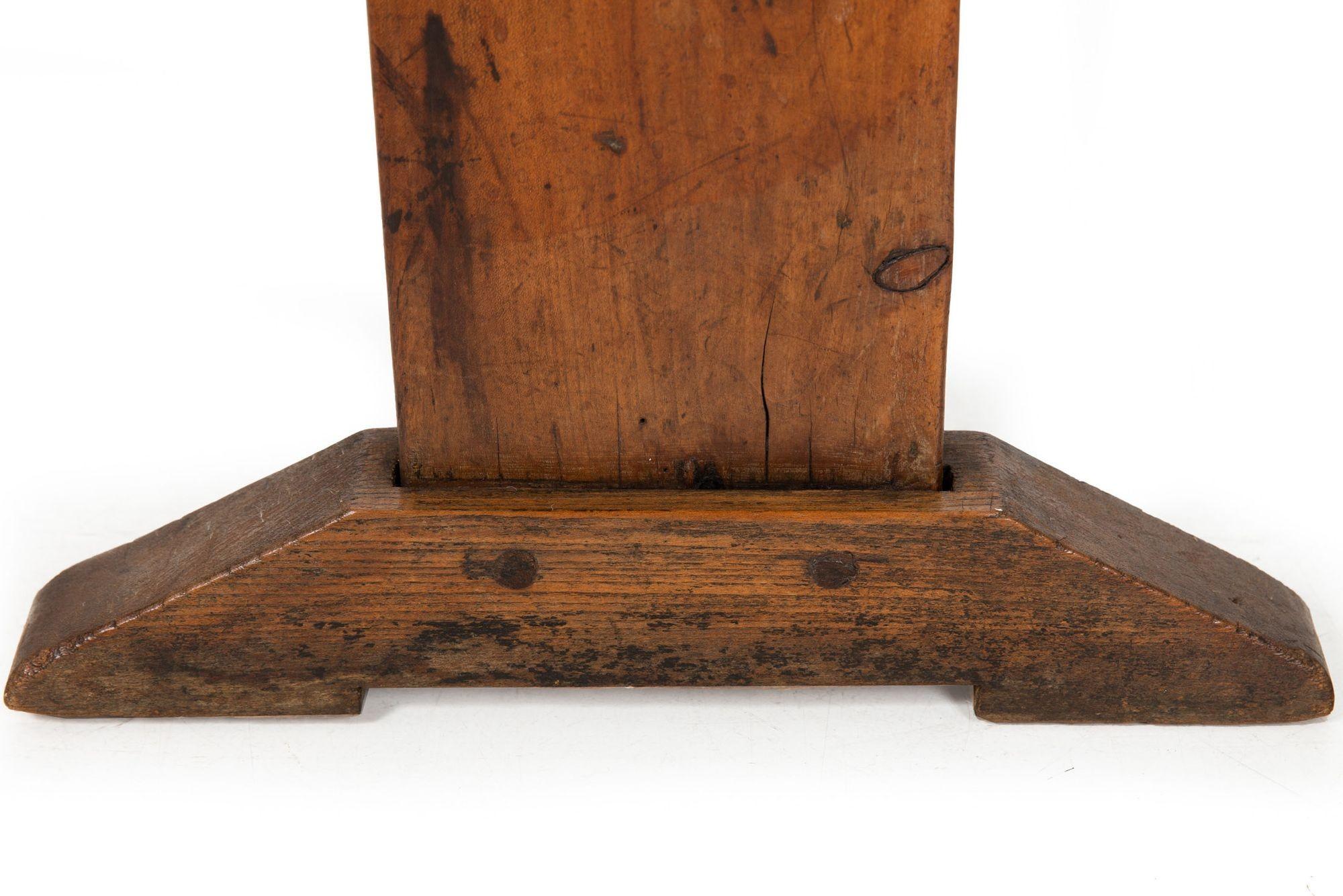 Mid-18th Century English Patinated Elm Long Trestle Bench For Sale 15