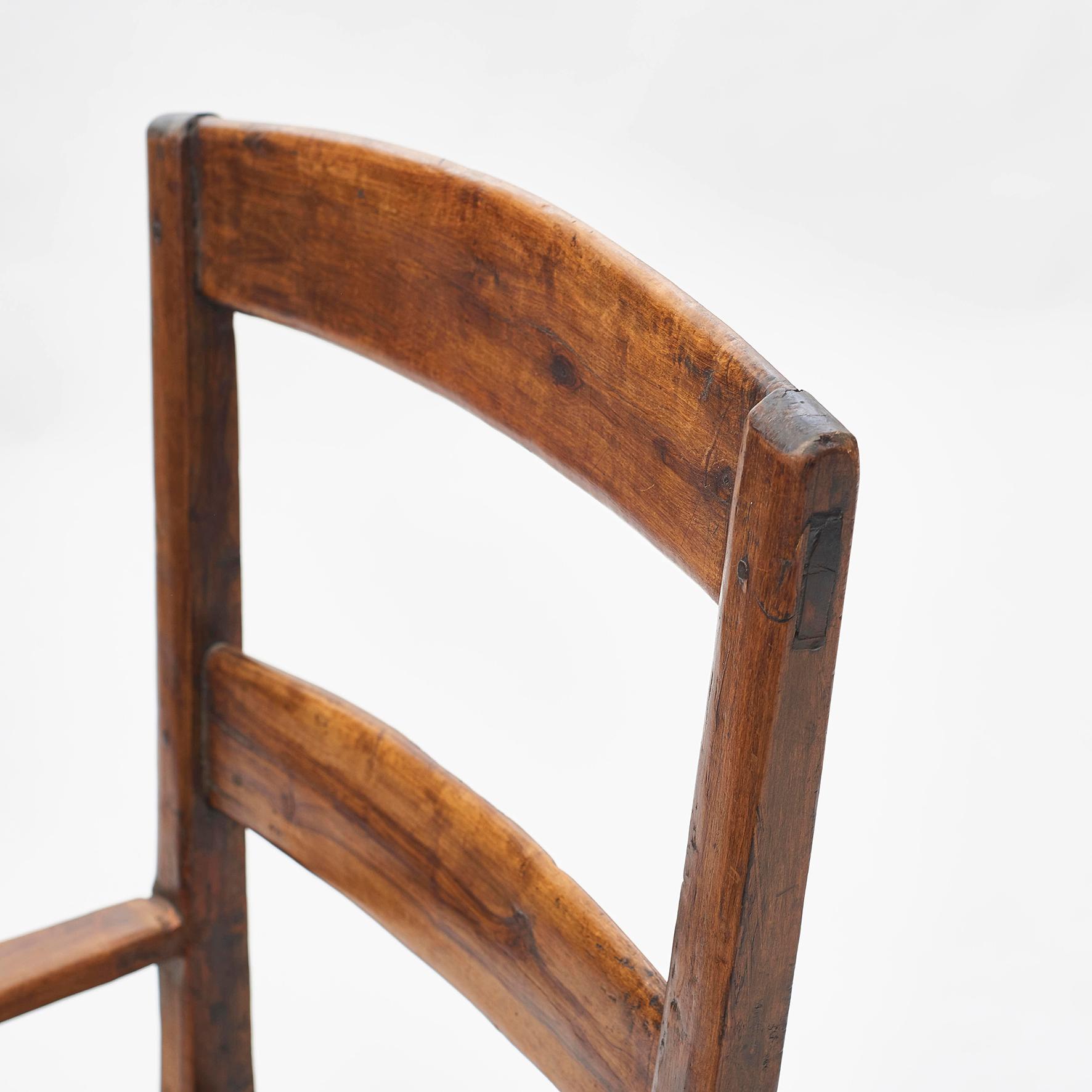 Mid-18th Century English Teak Ladder Back Armchair with Rush Seat 2