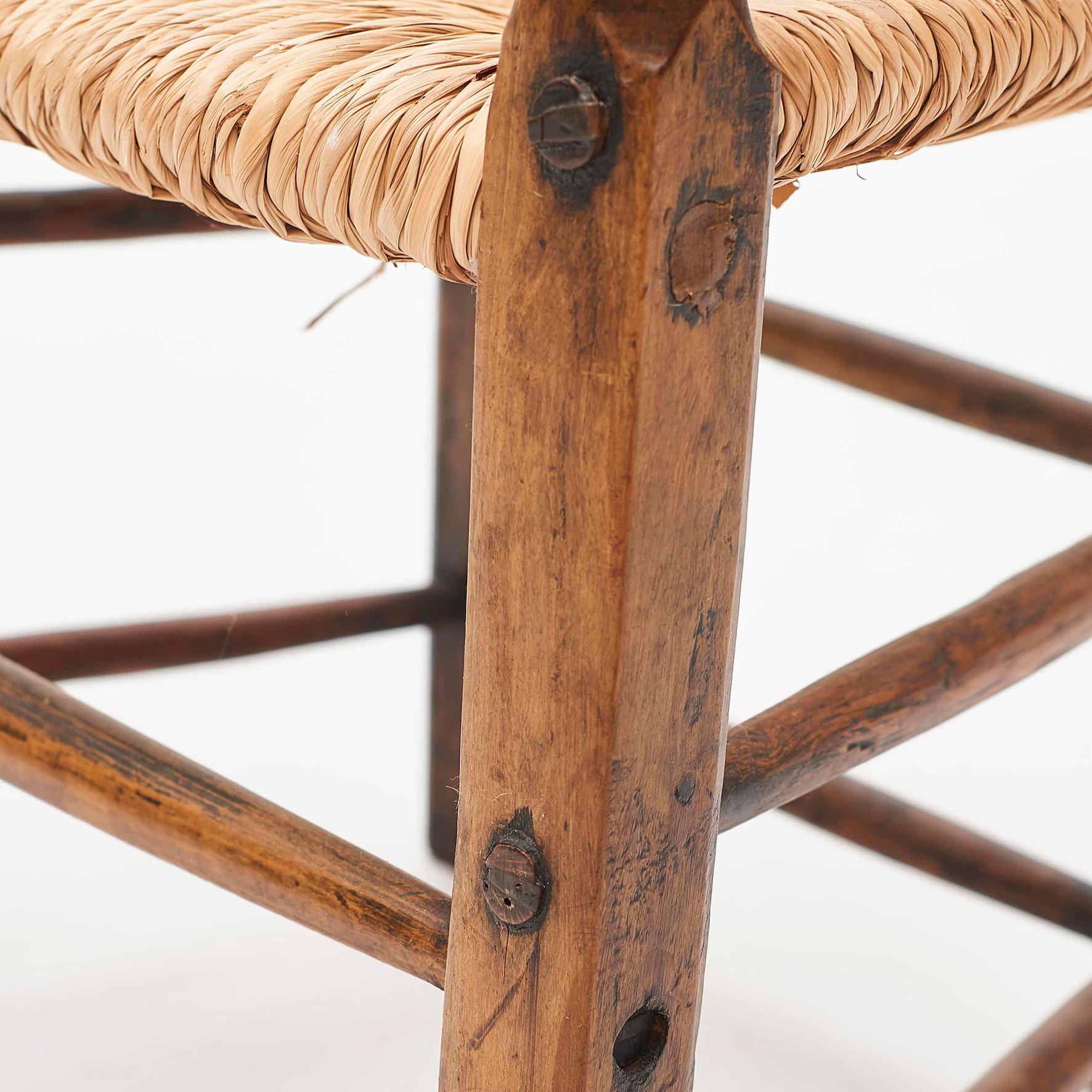 Mid-18th Century English Teak Ladder Back Armchair with Rush Seat In Good Condition In Kastrup, DK