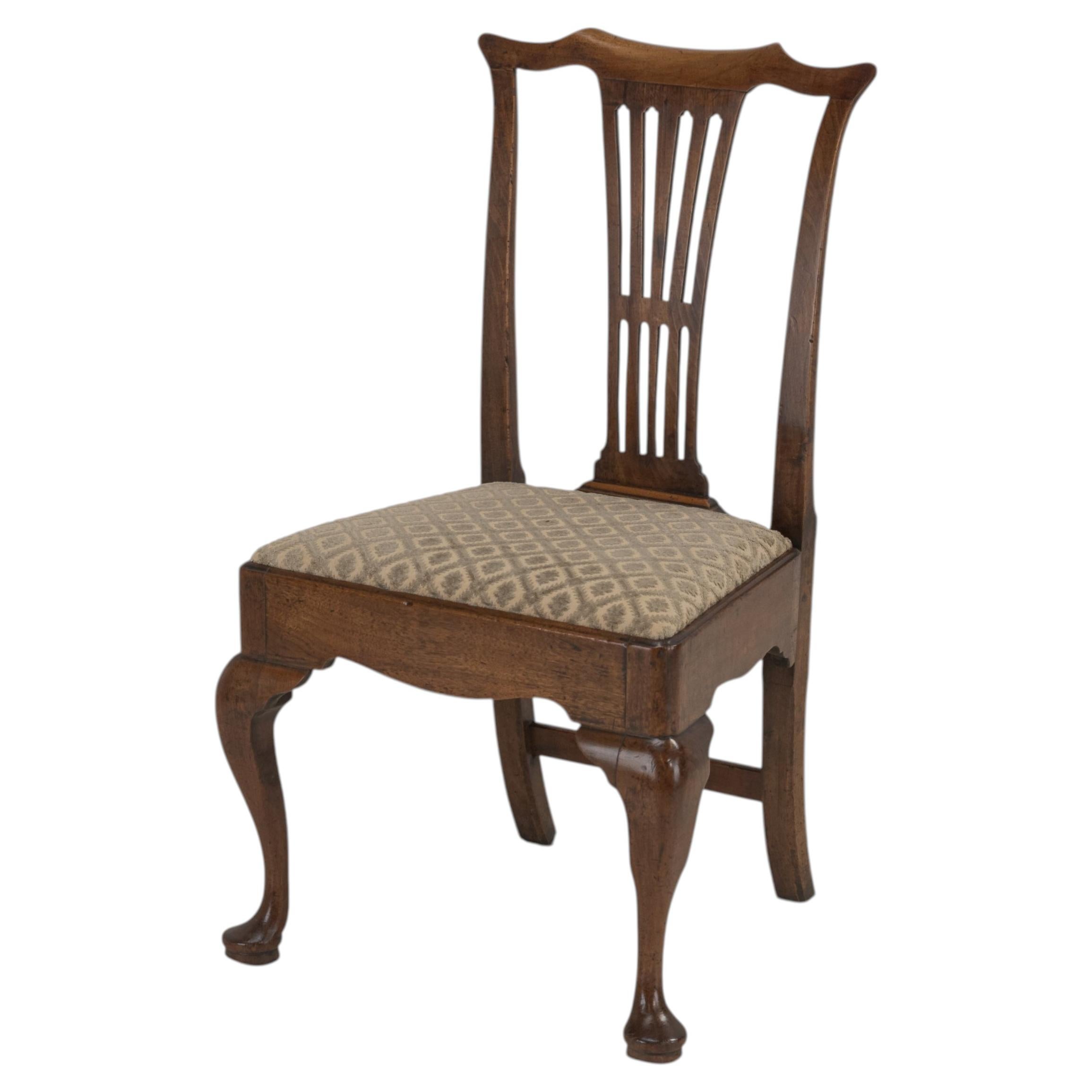 Mid-18th Century English Walnut Side Chair with Pierced Splat Back, c.1740–1760