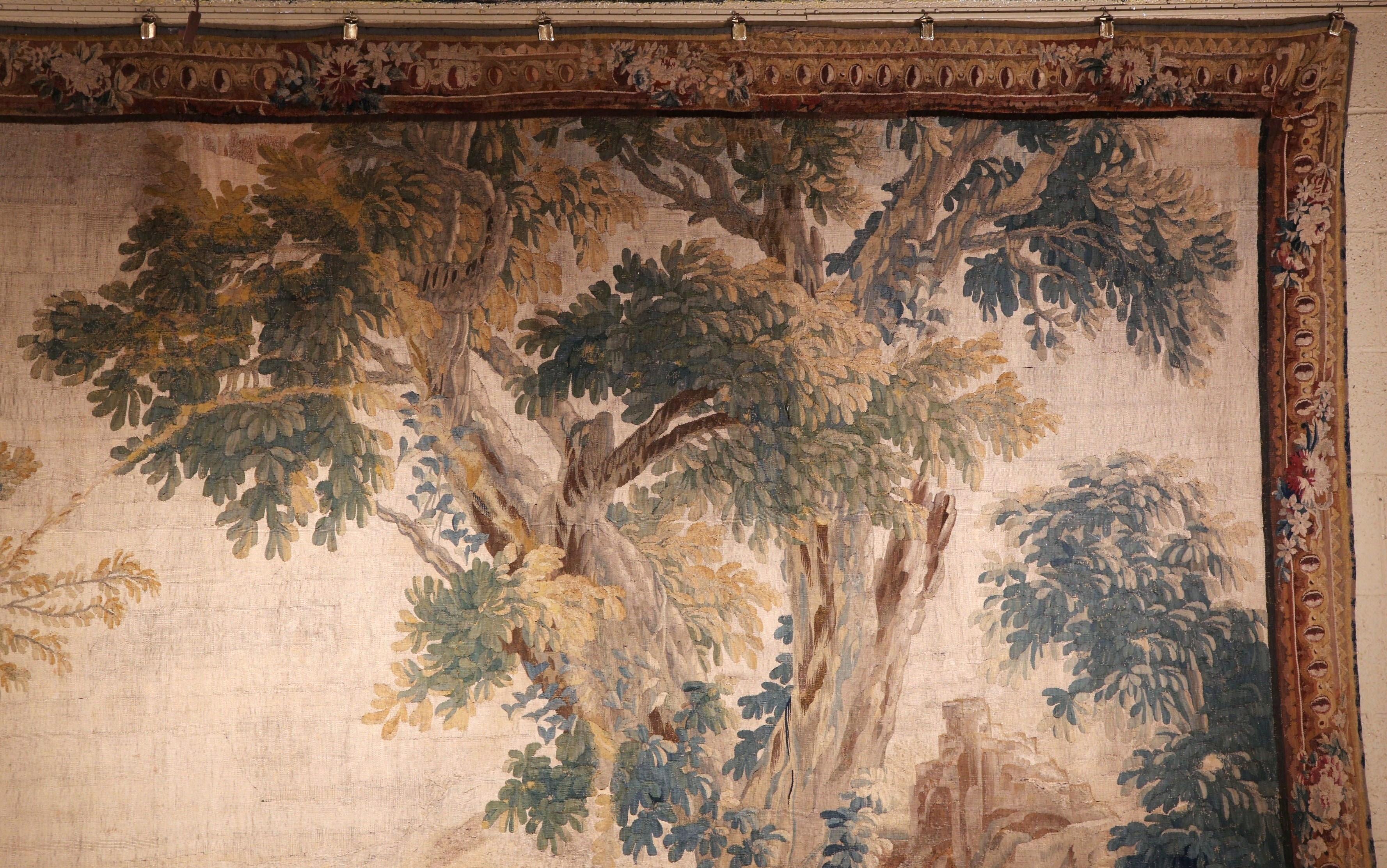 Hand-Woven Mid-18th Century French Aubusson Pastoral Tapestry in the Manner of J. B. Huet