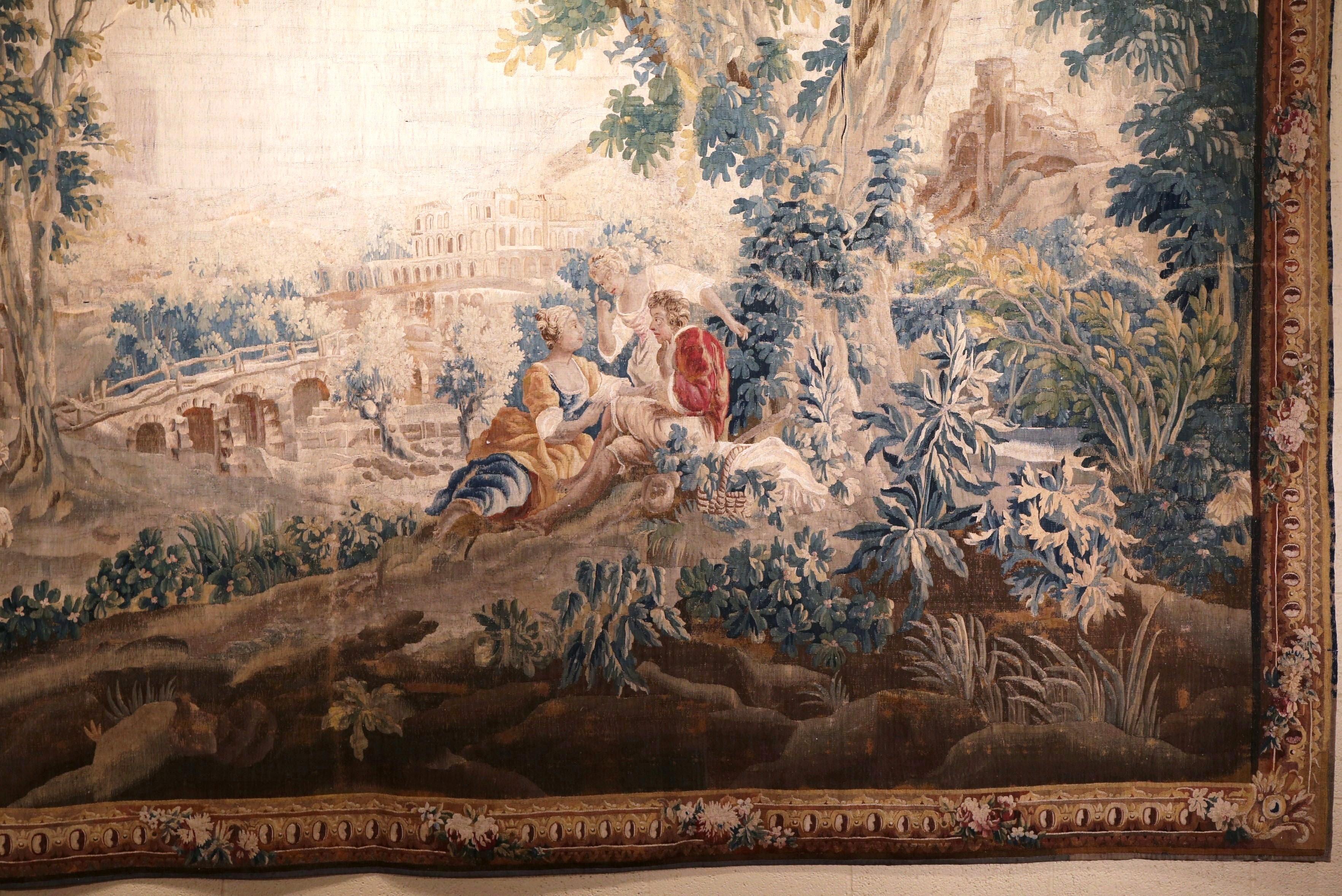 Mid-18th Century French Aubusson Pastoral Tapestry in the Manner of J. B. Huet In Good Condition In Dallas, TX