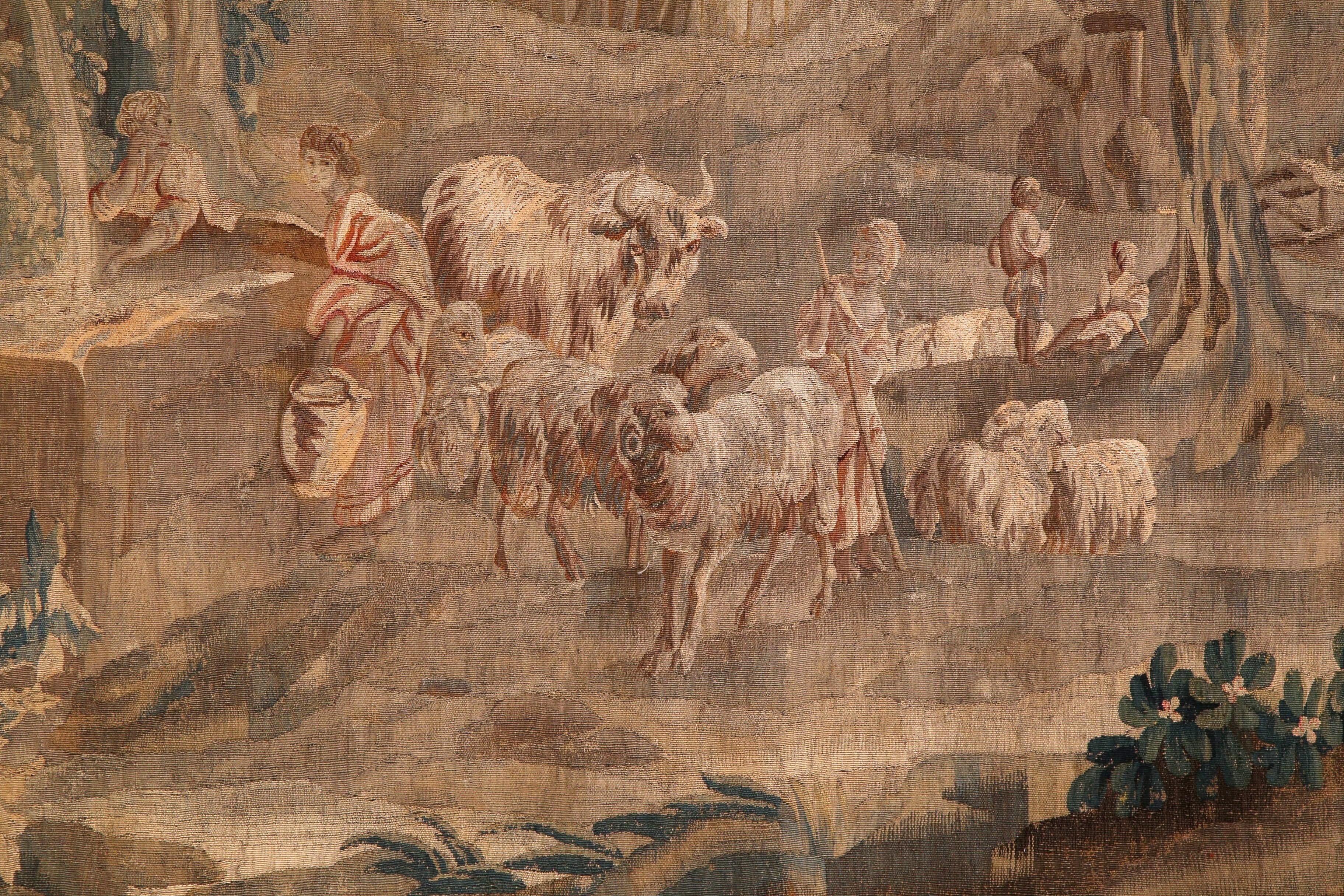 Mid-18th Century French Aubusson Pastoral Tapestry in the Manner of J. B. Huet 2