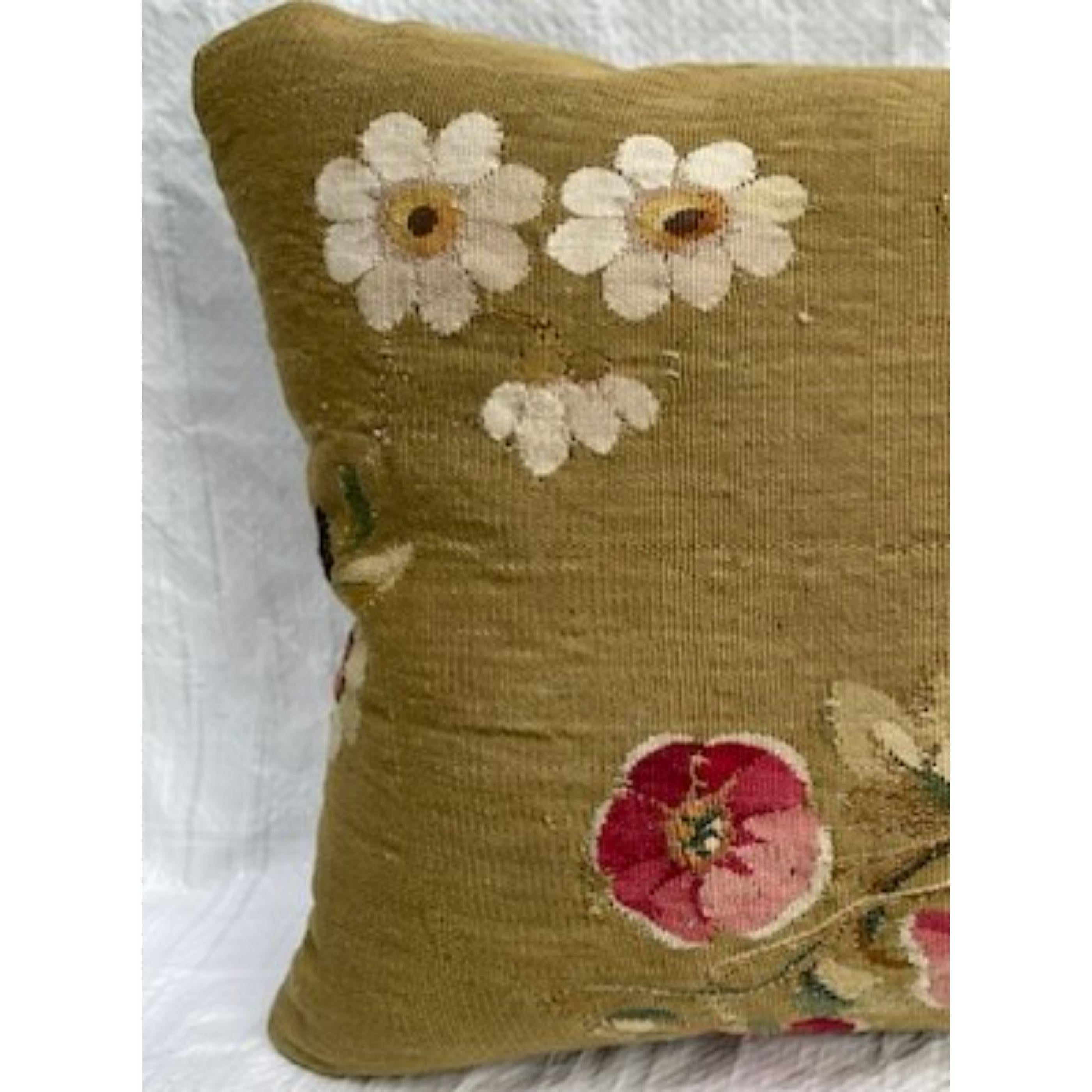 Mid-18th Century French Aubusson Pillow 20'' X 14'', handmade french piece in great condition