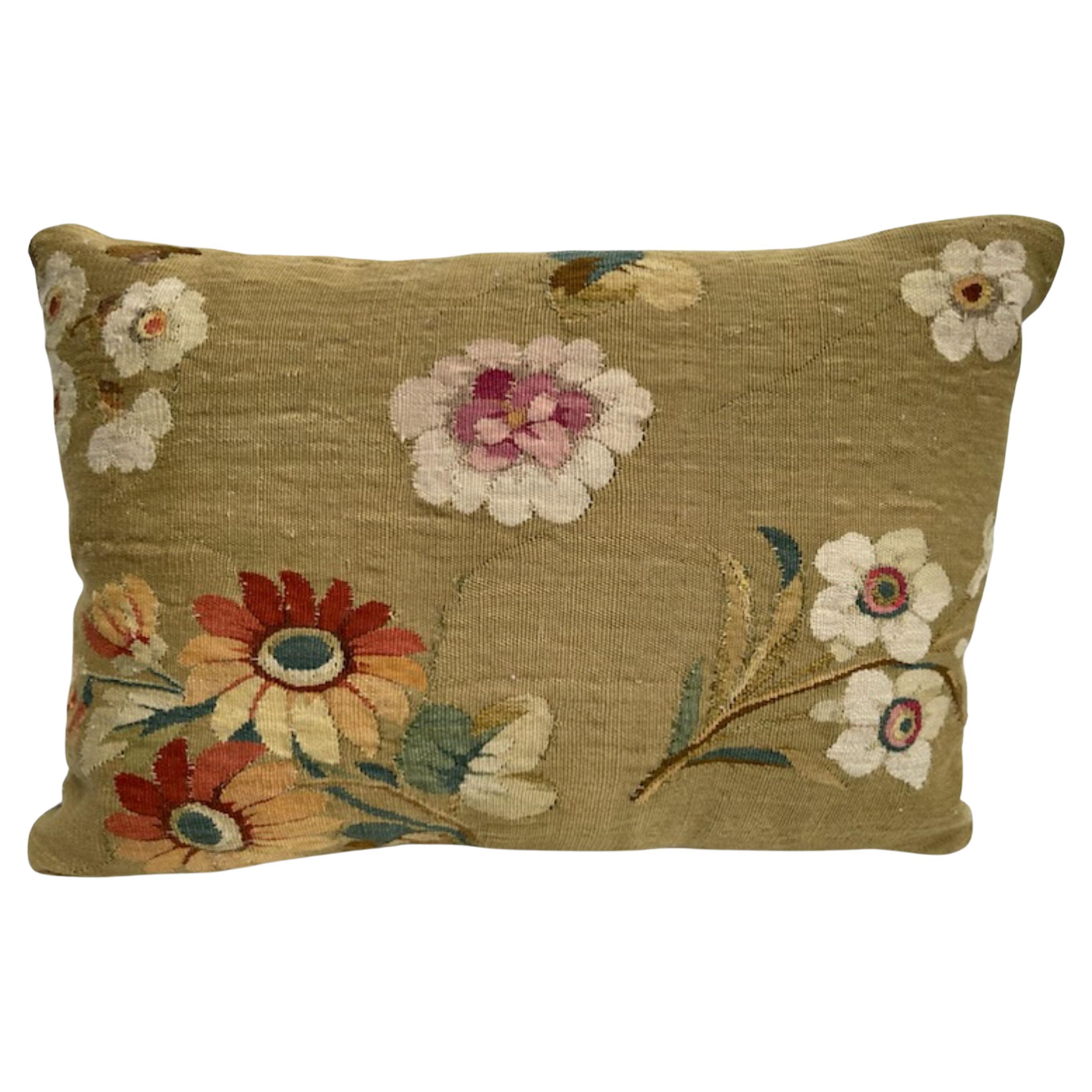 Mid 18th Century French Aubusson Tapestry Pillow For Sale