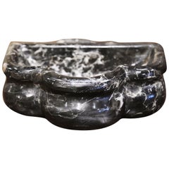 Mid-18th Century French Carved Black and Grey Marble Shell Stoup