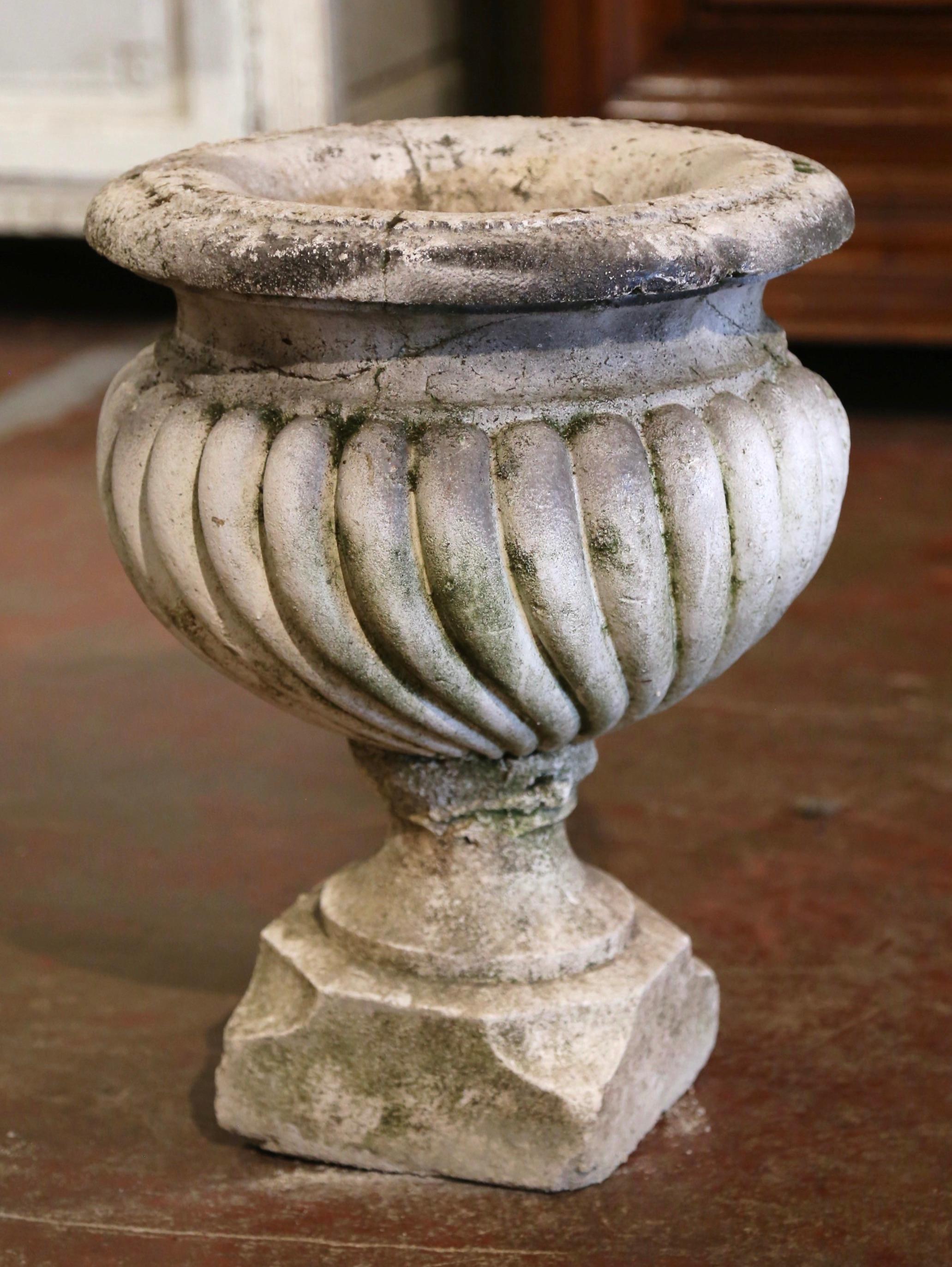 Mid-18th Century French Carved Weathered Stone Planter with Gadrooned Motifs 2