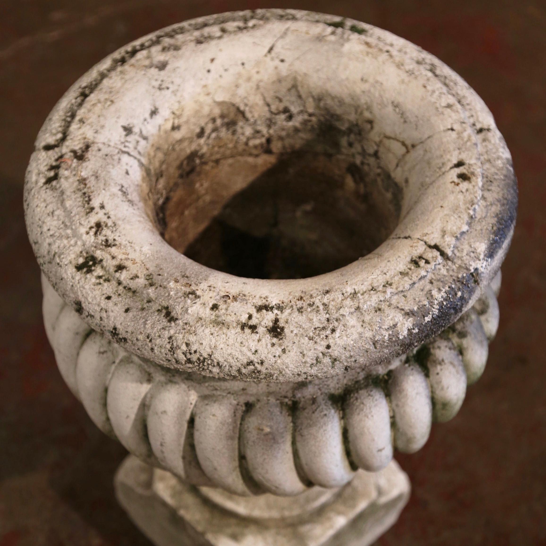 Mid-18th Century French Carved Weathered Stone Planter with Gadrooned Motifs 4