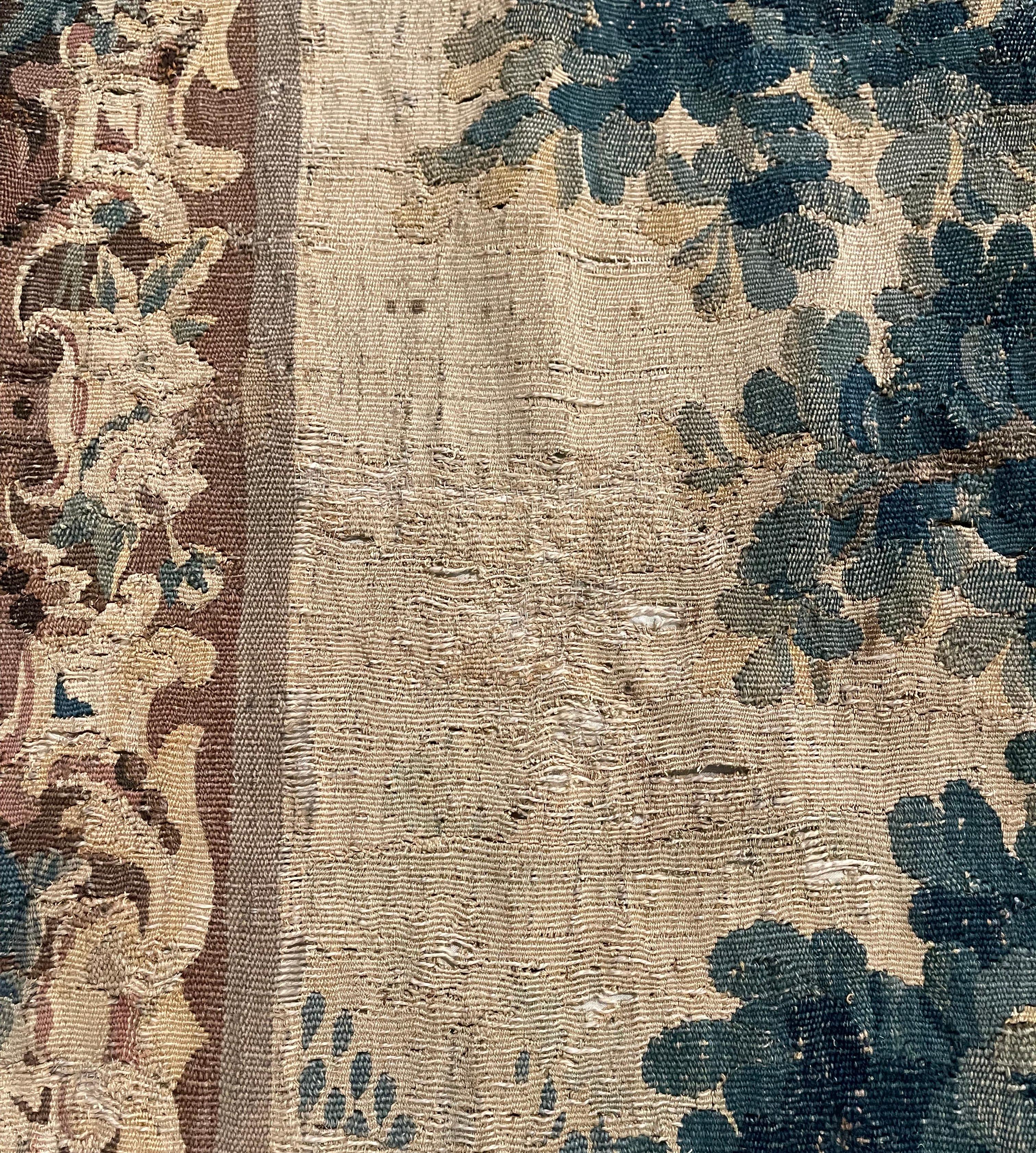 Mid-18th Century French Handwoven Aubusson Verdure Tapestry with Gentleman 7