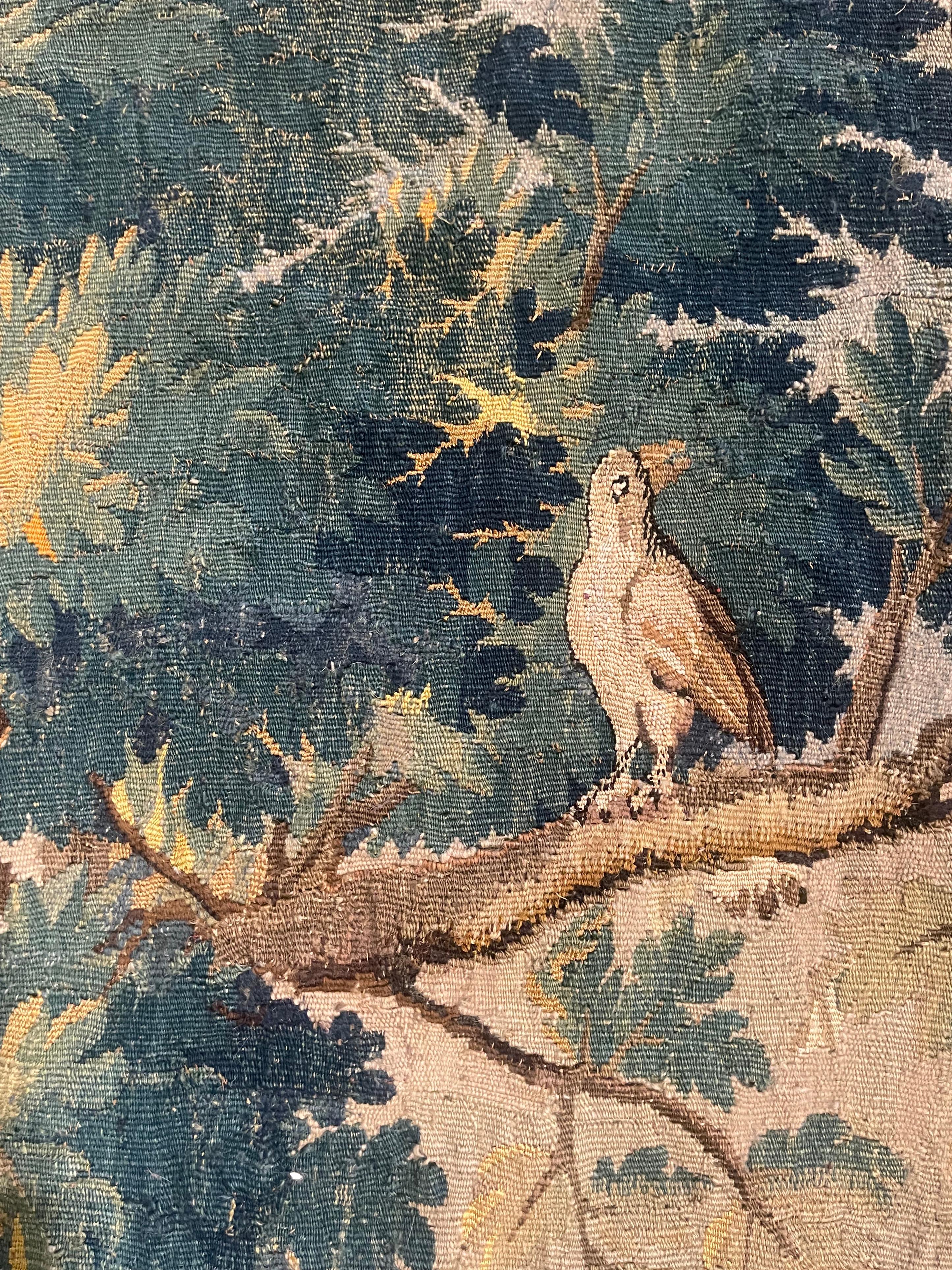Mid-18th Century French Handwoven Aubusson Verdure Wall Tapestry 5