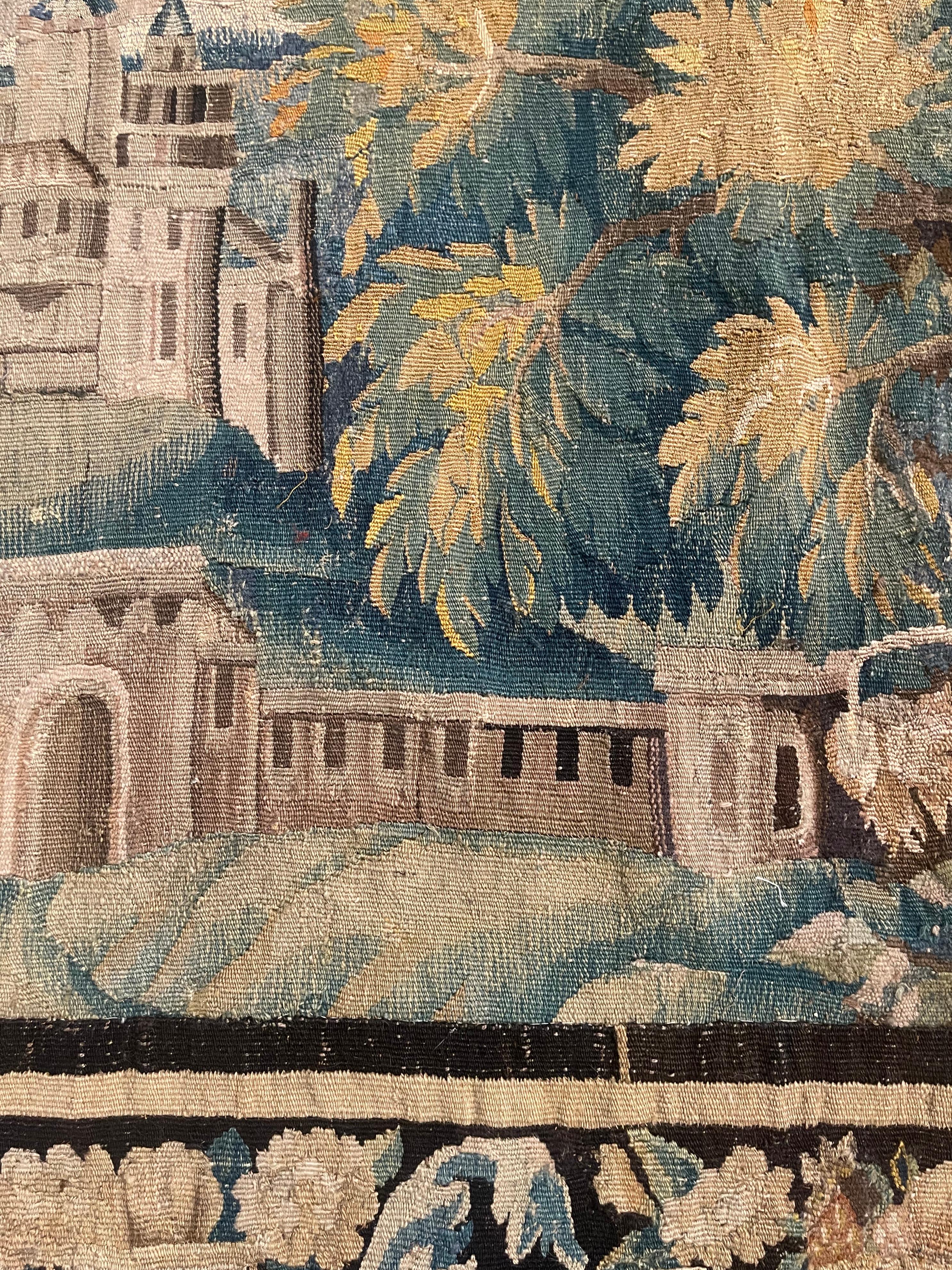 Mid-18th Century French Handwoven Aubusson Verdure Wall Tapestry 7
