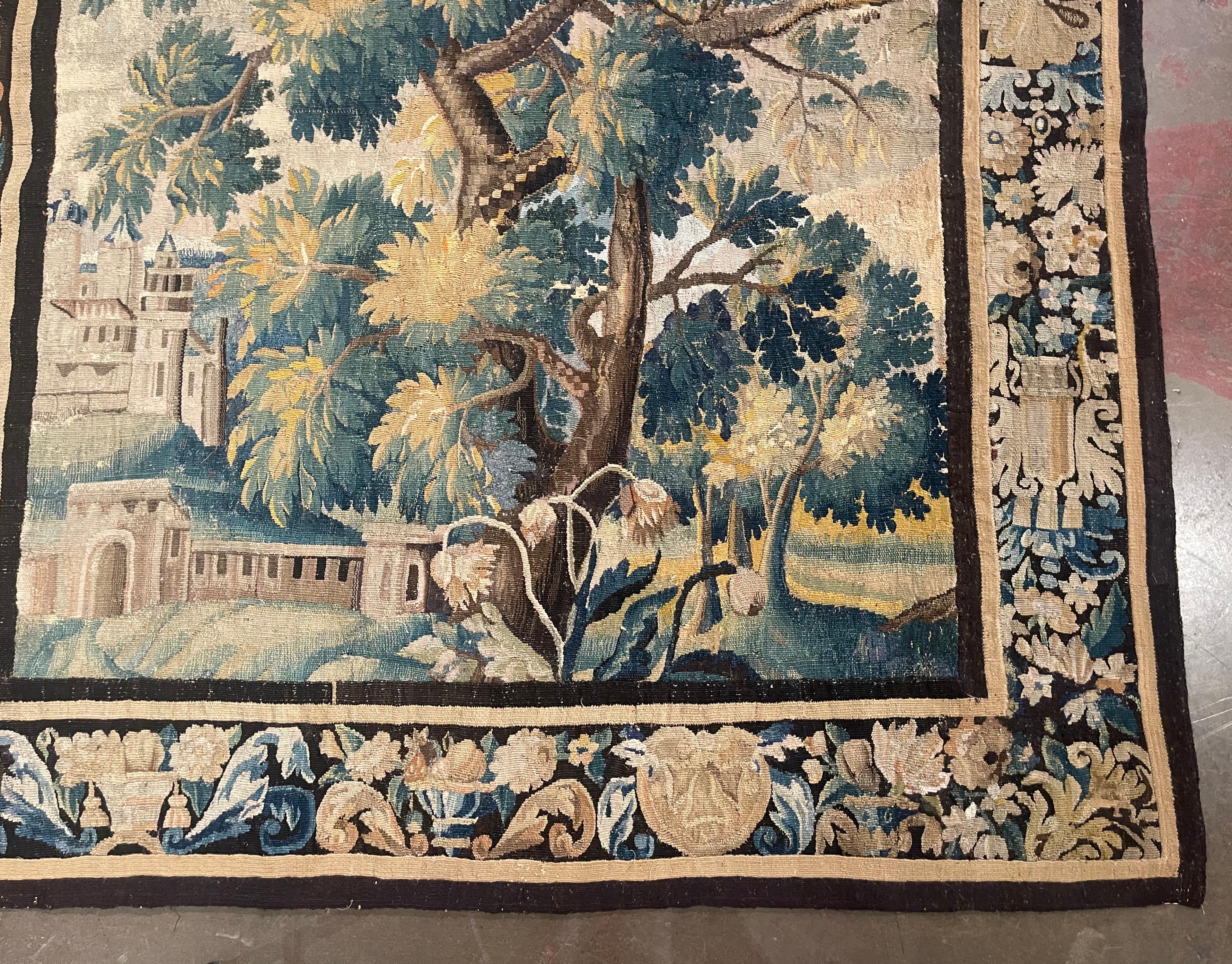 Hand-Woven Mid-18th Century French Handwoven Aubusson Verdure Wall Tapestry