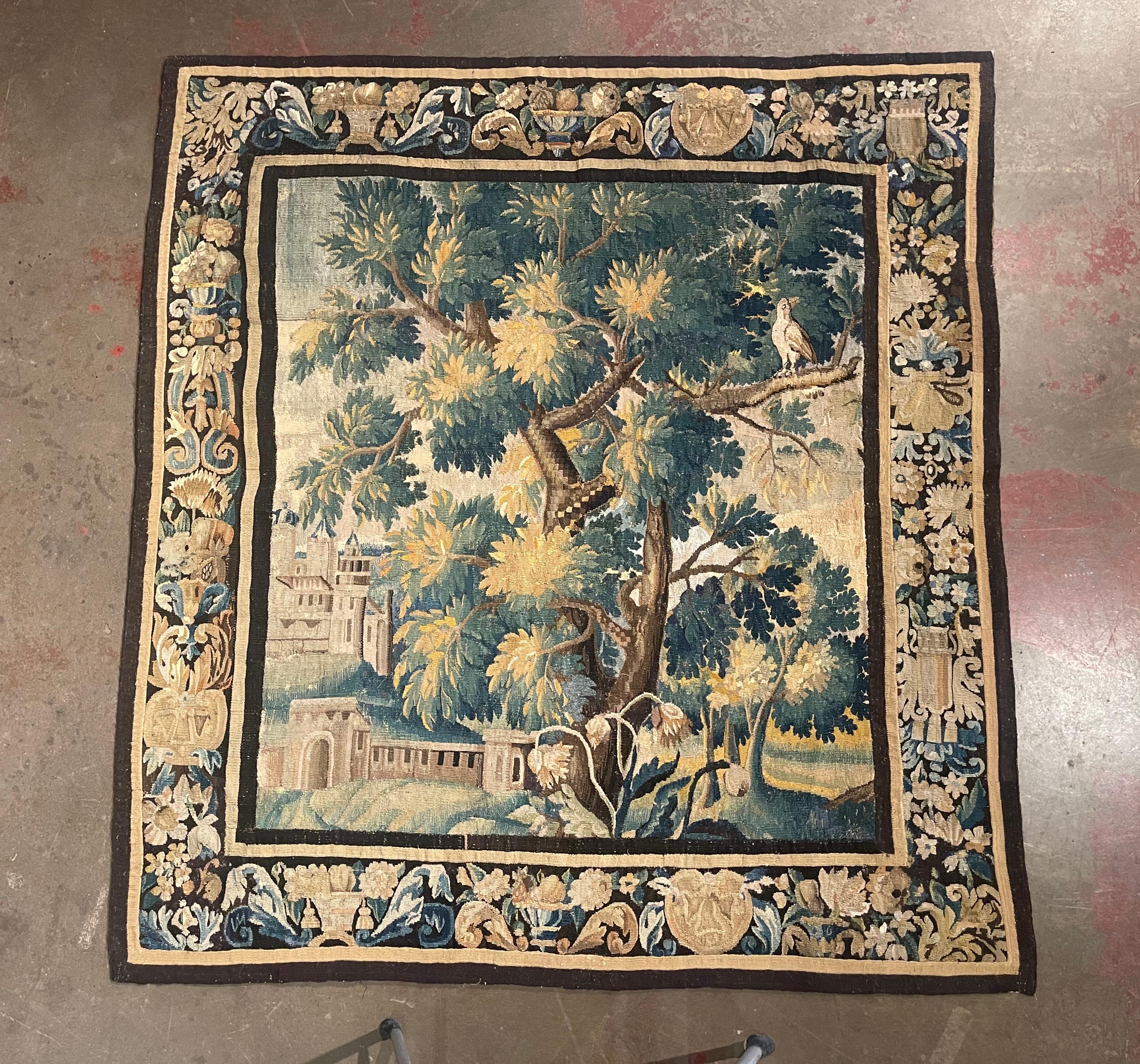 Mid-18th Century French Handwoven Aubusson Verdure Wall Tapestry 2