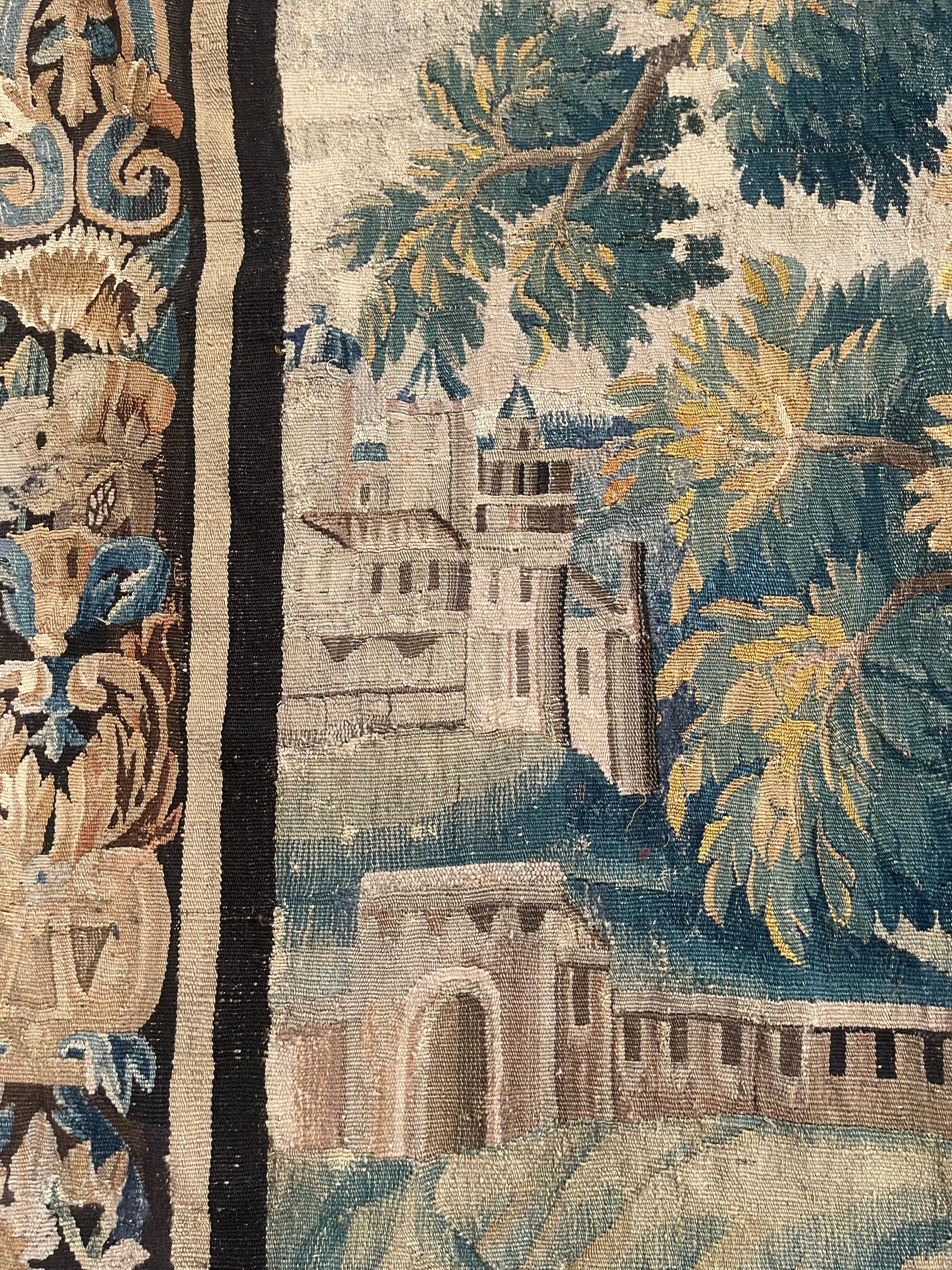 Mid-18th Century French Handwoven Aubusson Verdure Wall Tapestry 4