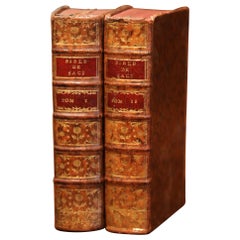 Antique Mid-18th Century French Leather Bound Two-Volume "Bible de Saci" Dated 1743