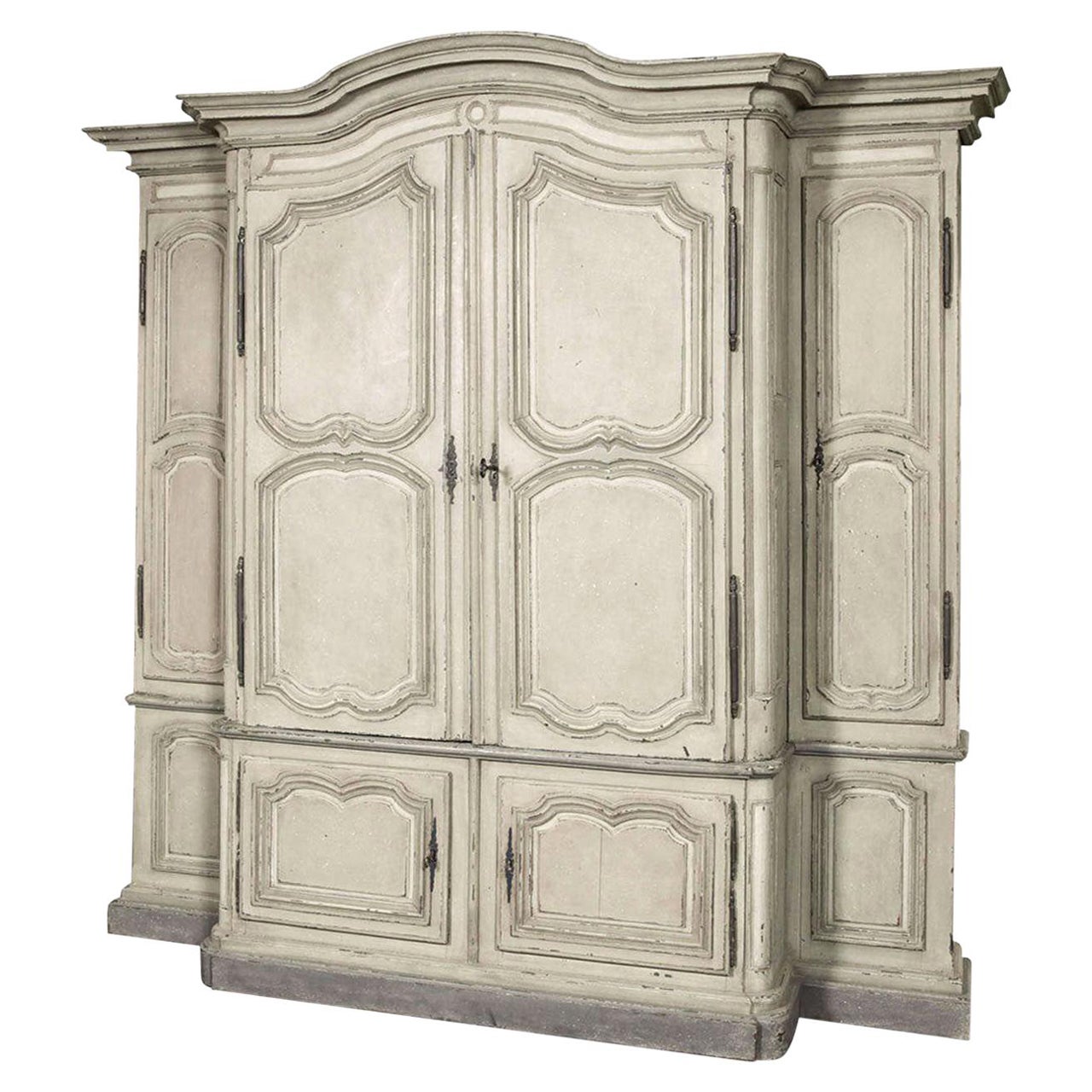 Mid-18th Century French Louis XIV Carved Painted Buffet Deux Corps from Provence