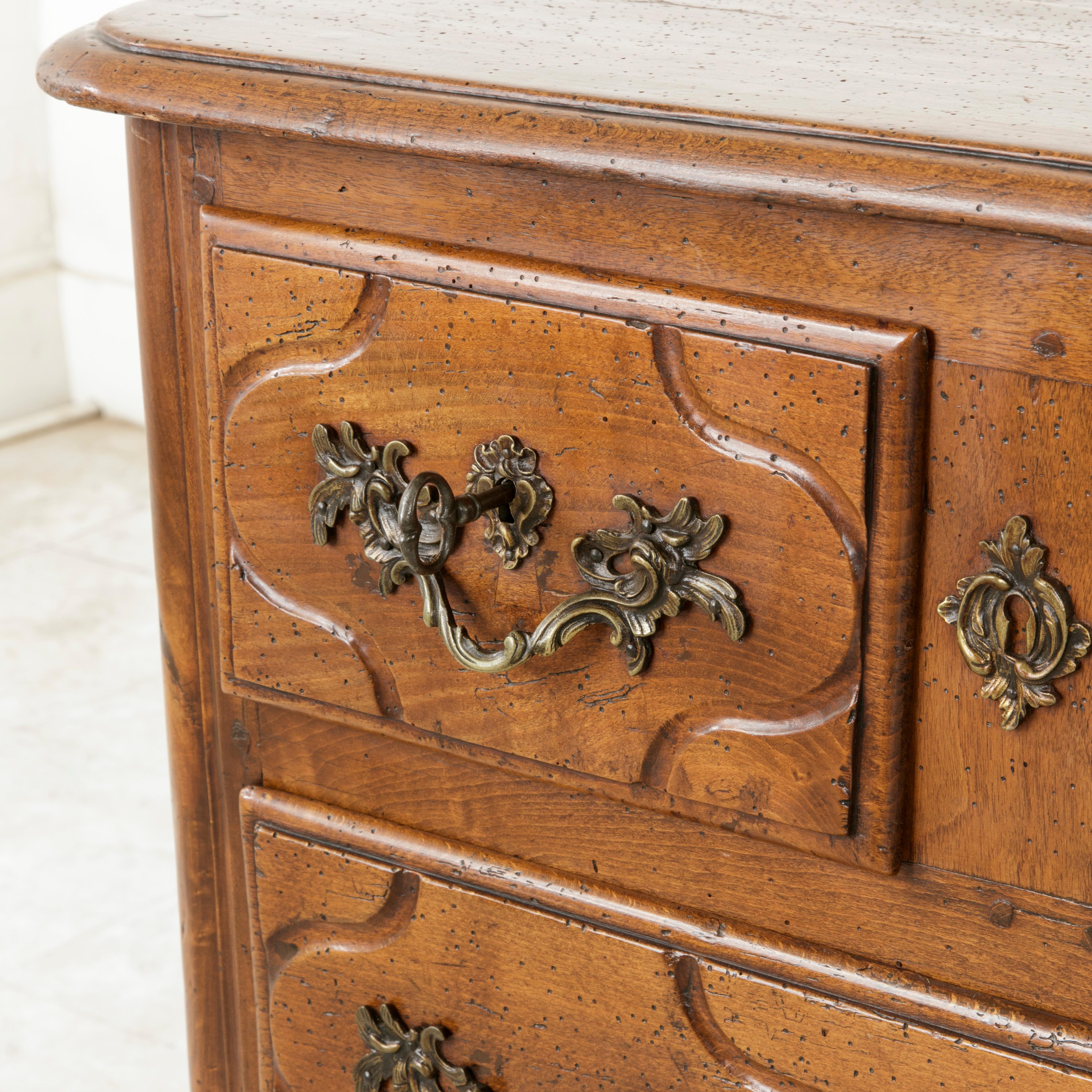 Mid-18th Century French Louis XIV Period Hand Carved Chestnut Commode or Chest 1