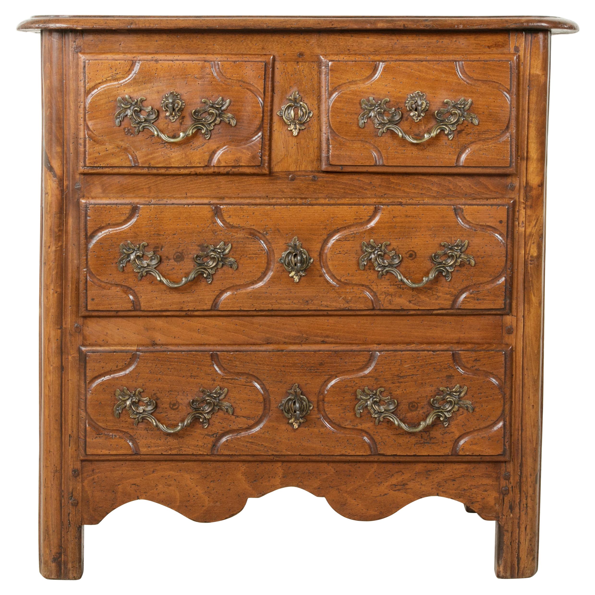 Mid-18th Century French Louis XIV Period Hand Carved Chestnut Commode or Chest
