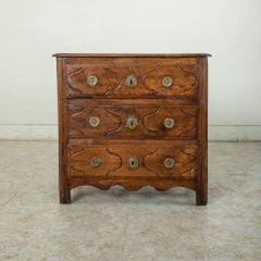 Mid-18th Century French Louis XIV Period Walnut Commode, Chest, Nightstand