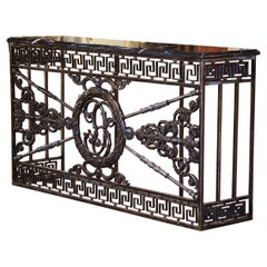 Mid-18th Century French Louis XIV Polished Wrought Iron Marble Top Console Table