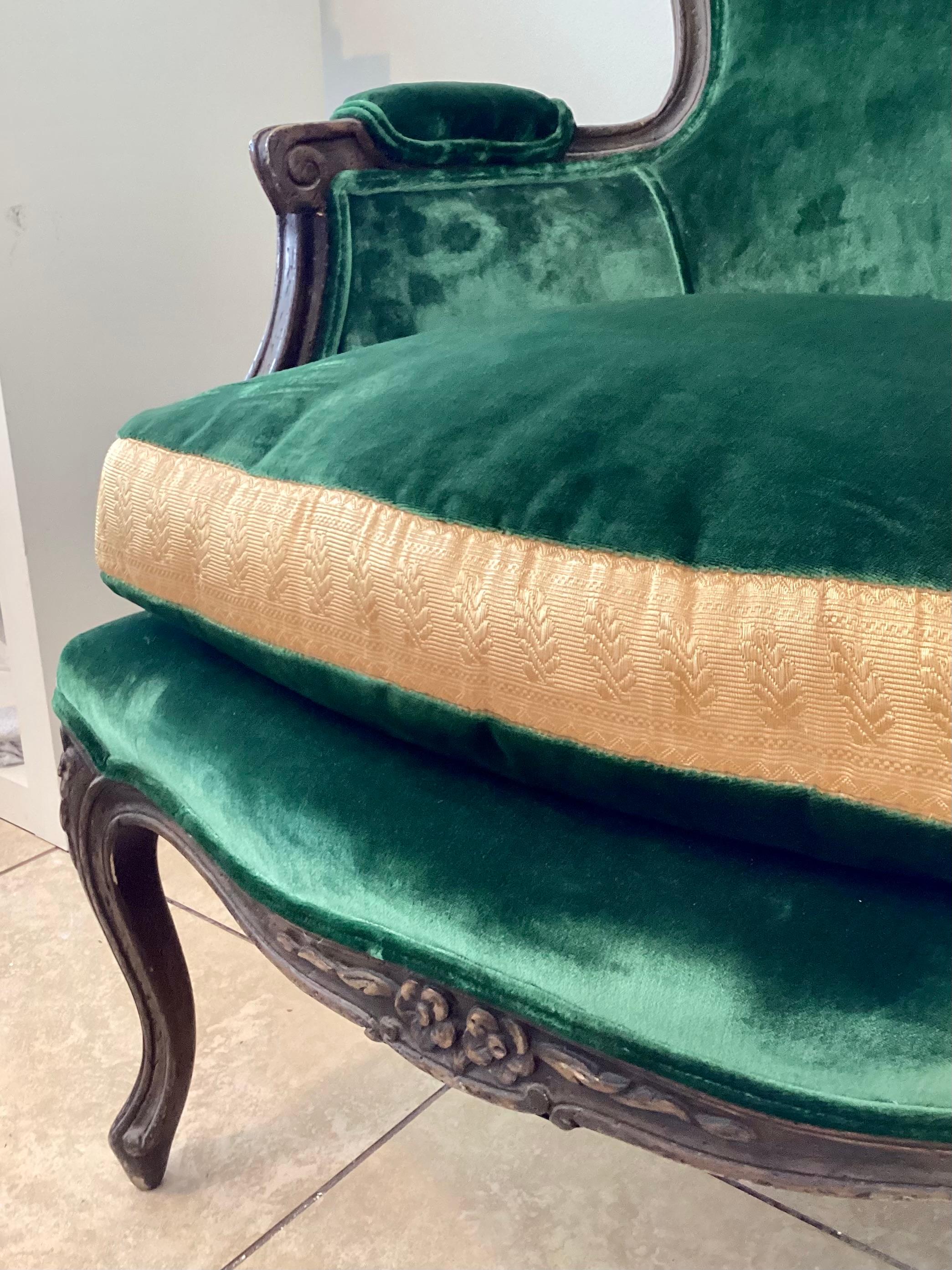Mid-18th Century French Louis XV Bergere in Todd Hase Upholstery For Sale 7