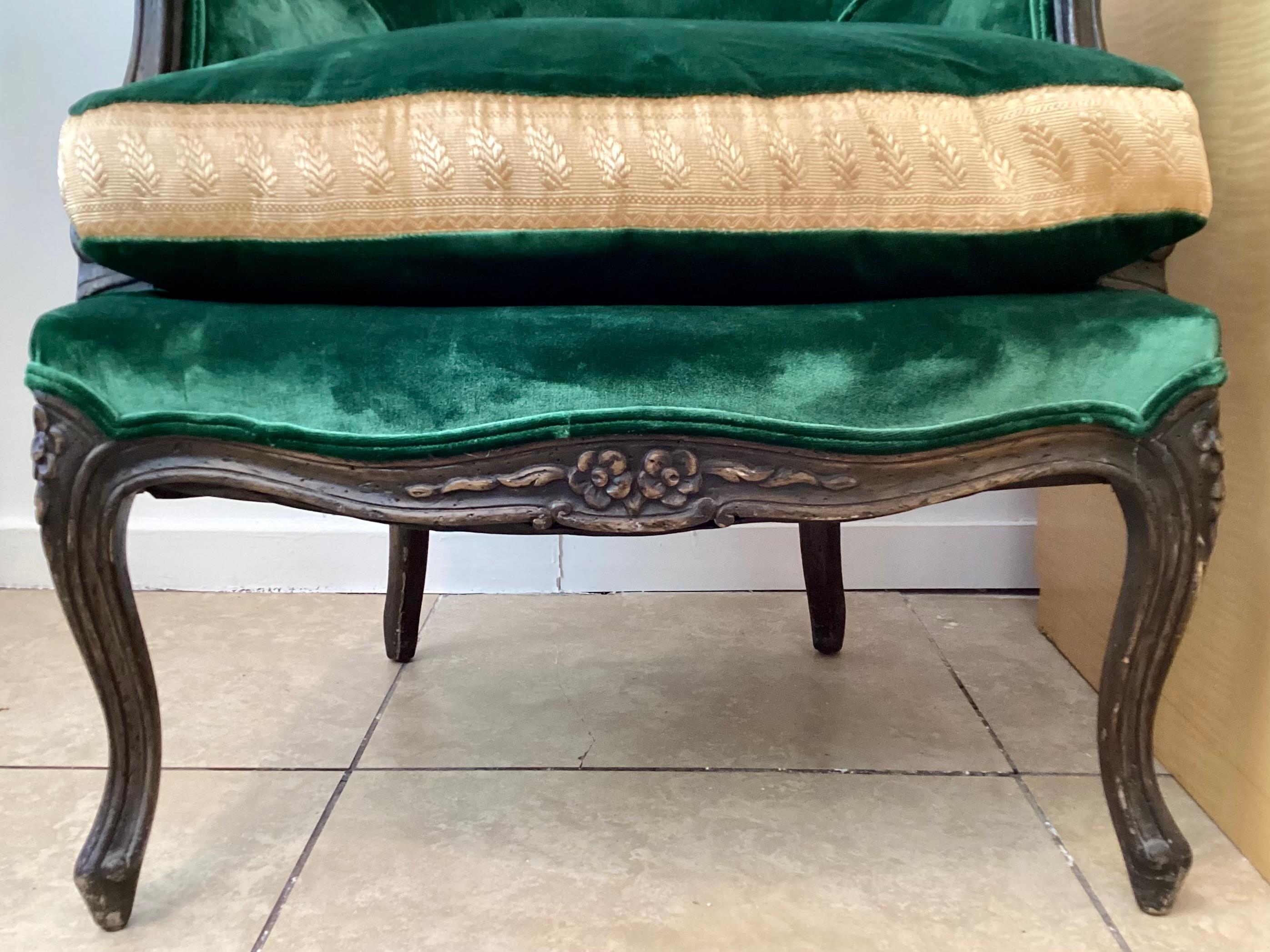 Mid-18th Century French Louis XV Bergere in Todd Hase Upholstery For Sale 8