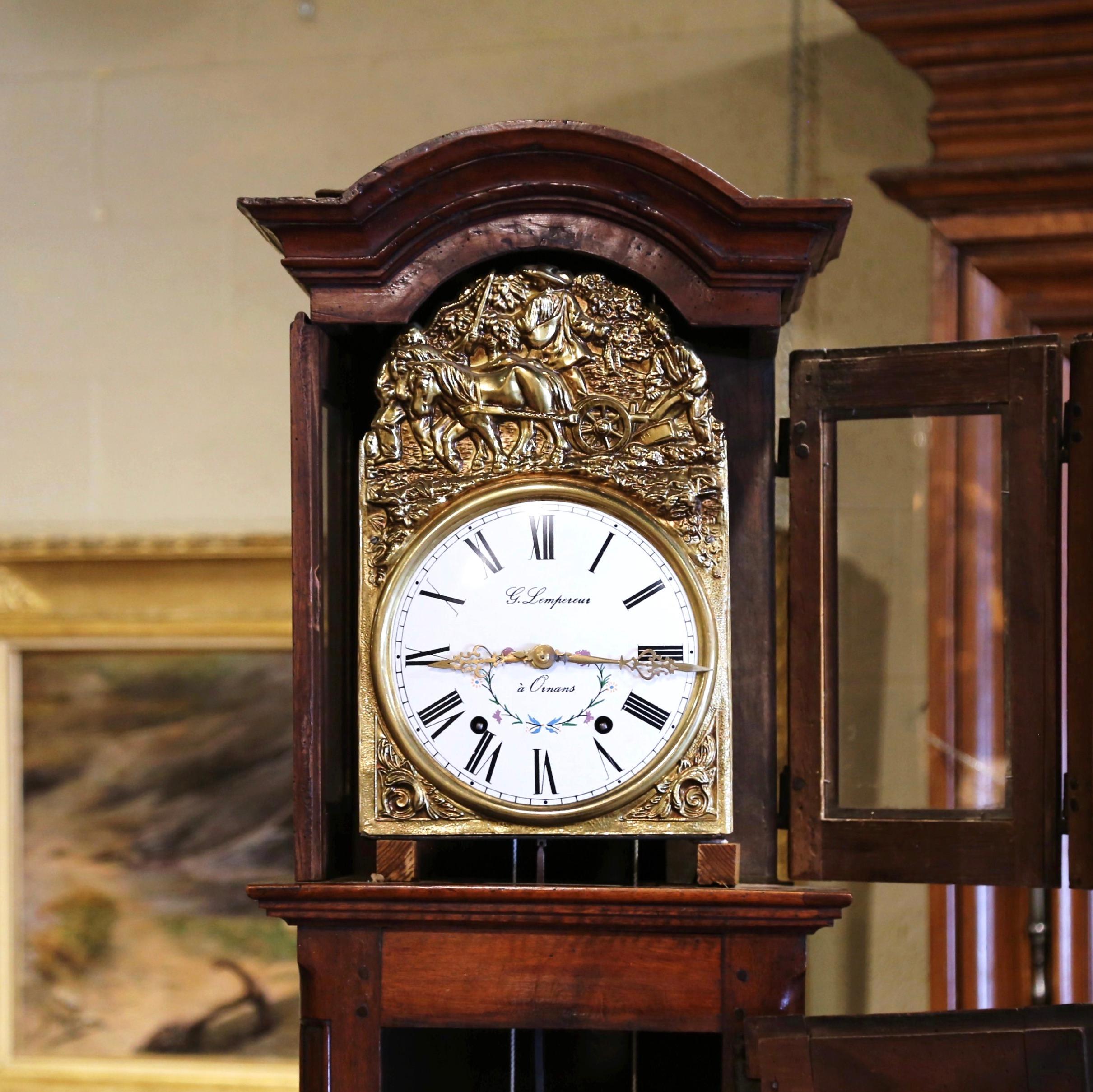 Mid-18th Century French Louis XV Carved Burl Walnut Tall Case Clock from Lyon 6