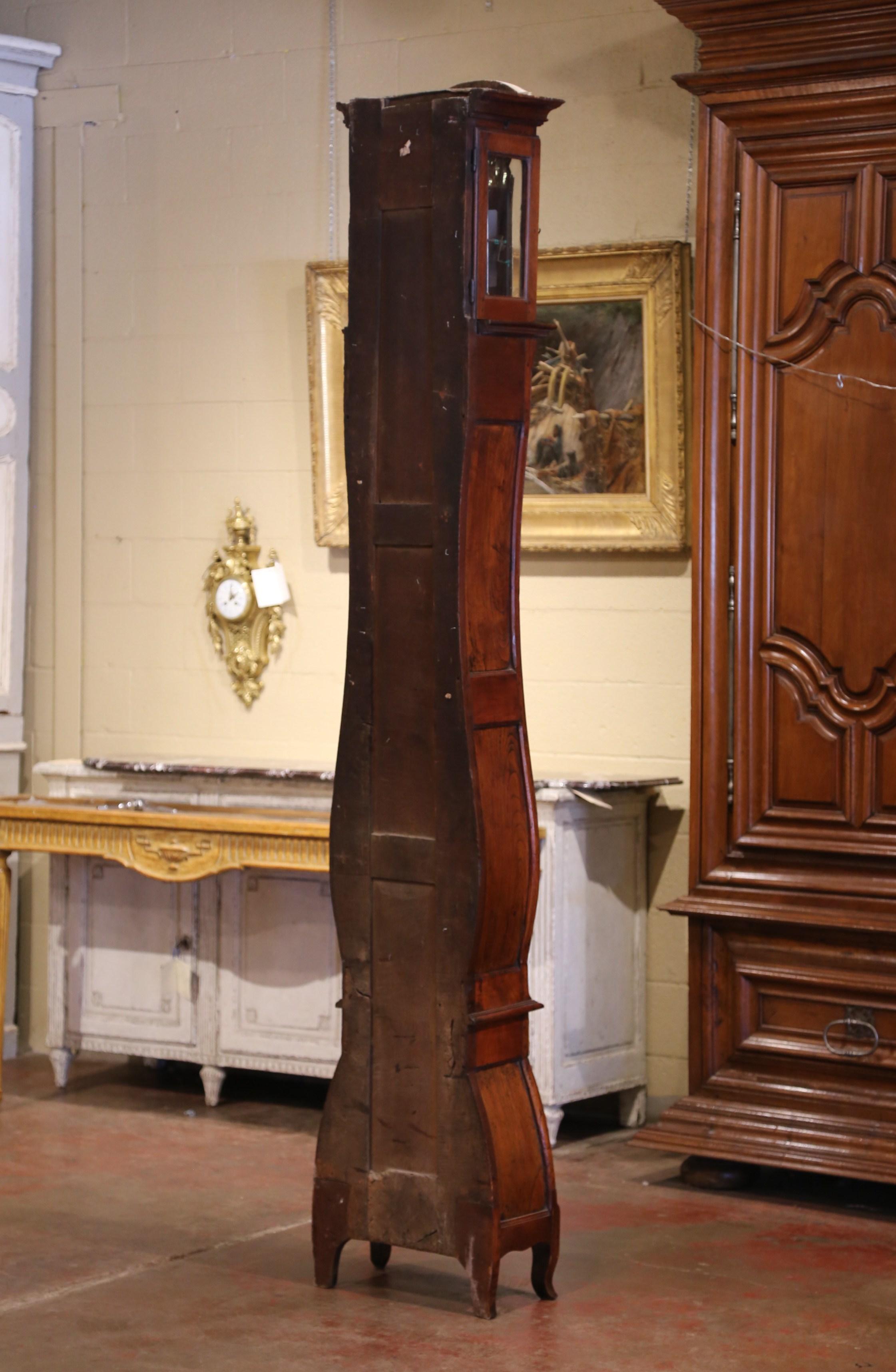 Mid-18th Century French Louis XV Carved Burl Walnut Tall Case Clock from Lyon 8