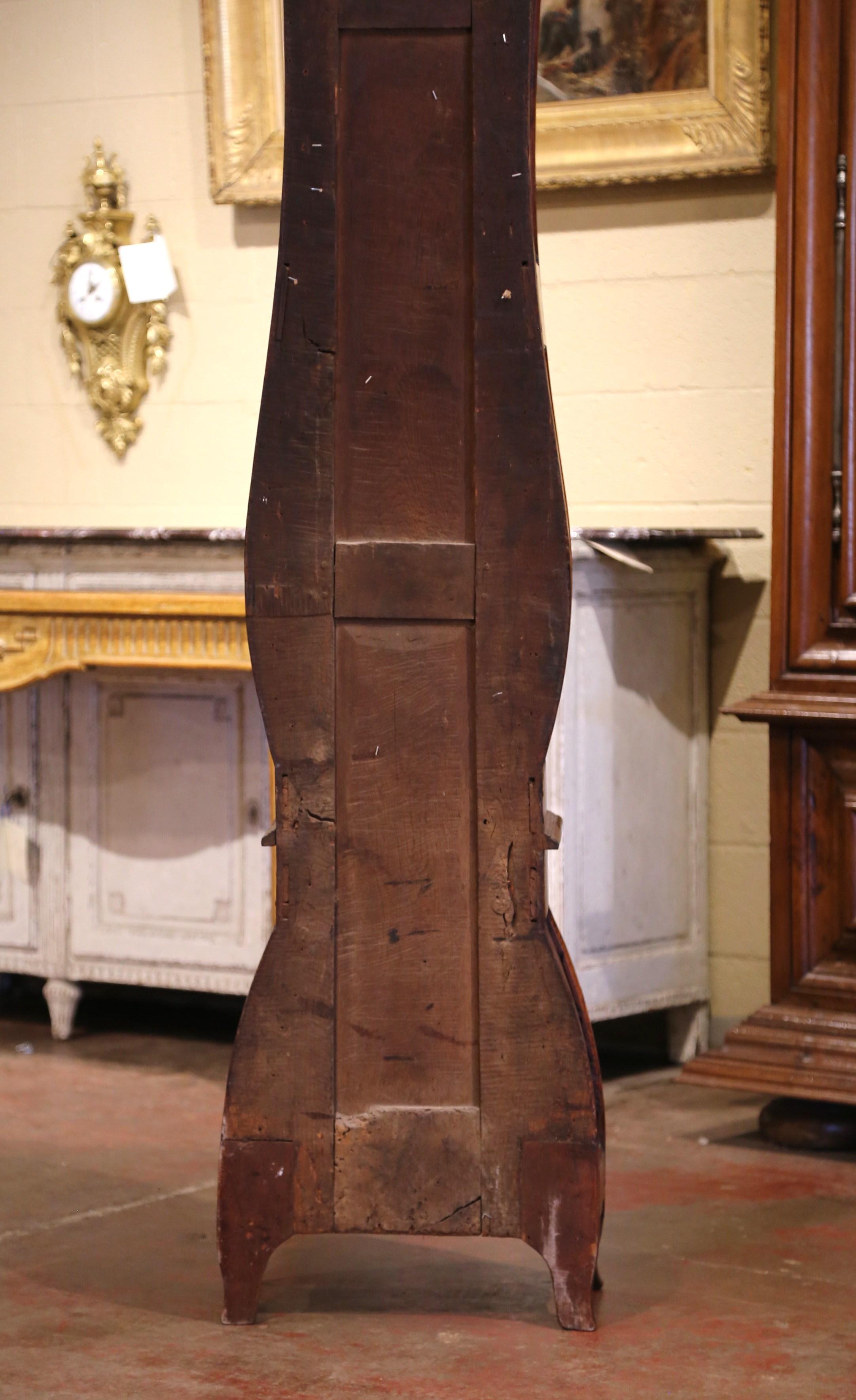 Mid-18th Century French Louis XV Carved Burl Walnut Tall Case Clock from Lyon 10