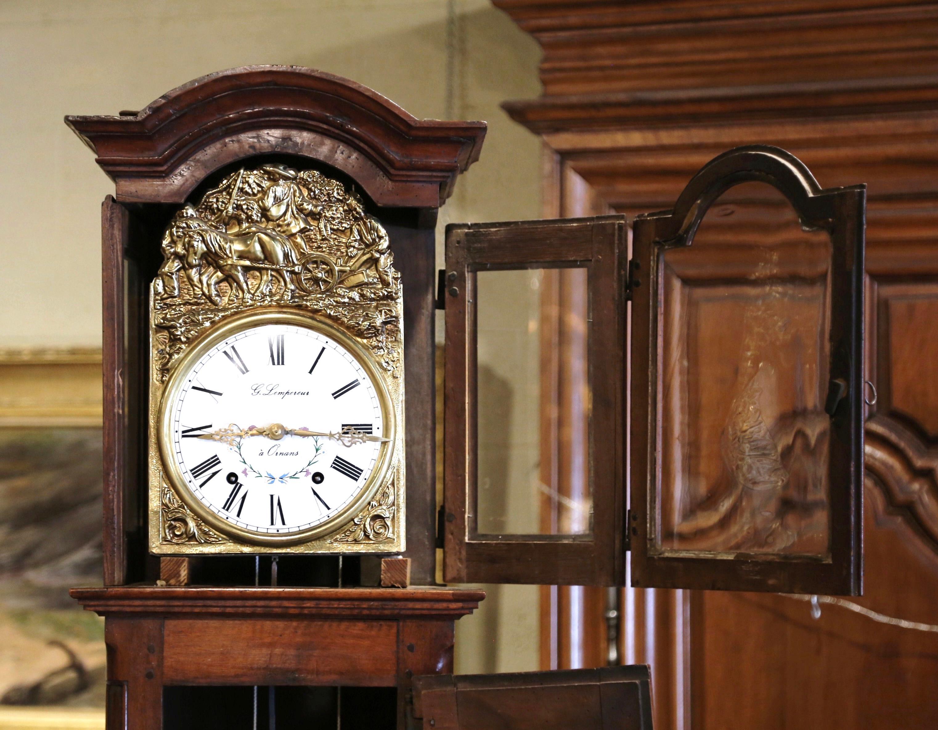Mid-18th Century French Louis XV Carved Burl Walnut Tall Case Clock from Lyon 2