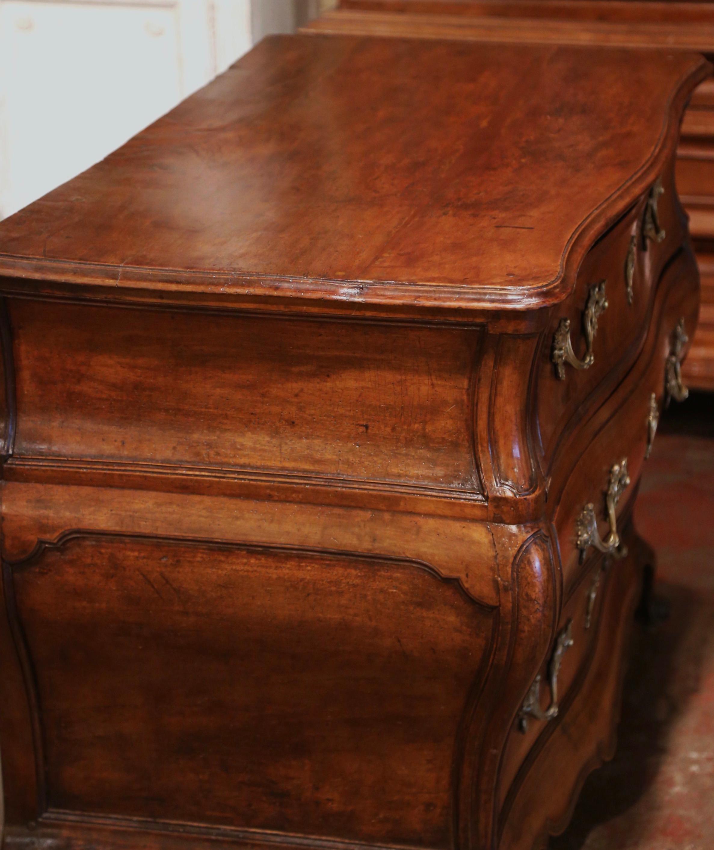 Mid-18th Century French Louis XV Carved Mahogany Chest of Drawers from Bordeaux For Sale 9