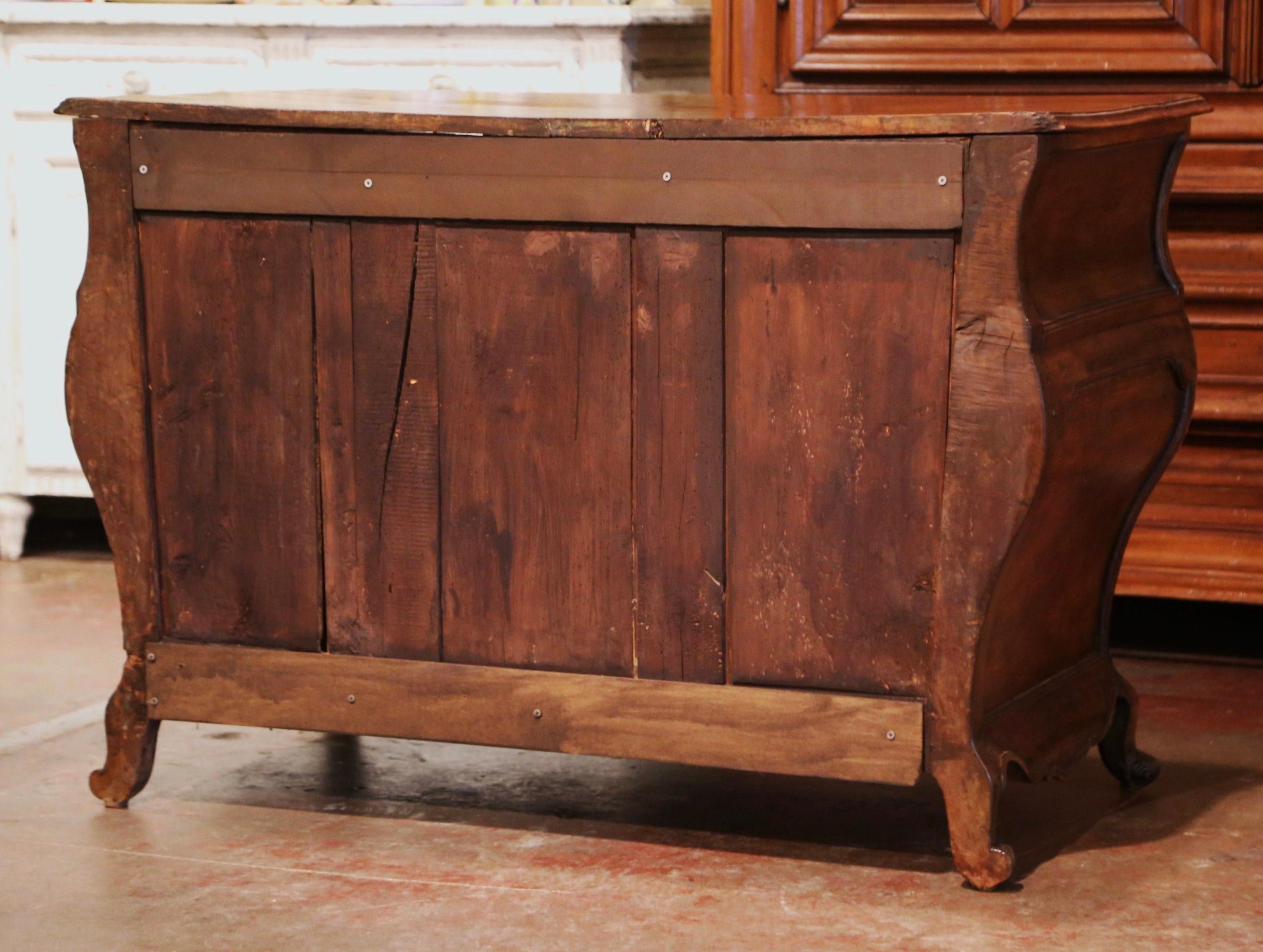 Mid-18th Century French Louis XV Carved Mahogany Chest of Drawers from Bordeaux For Sale 10