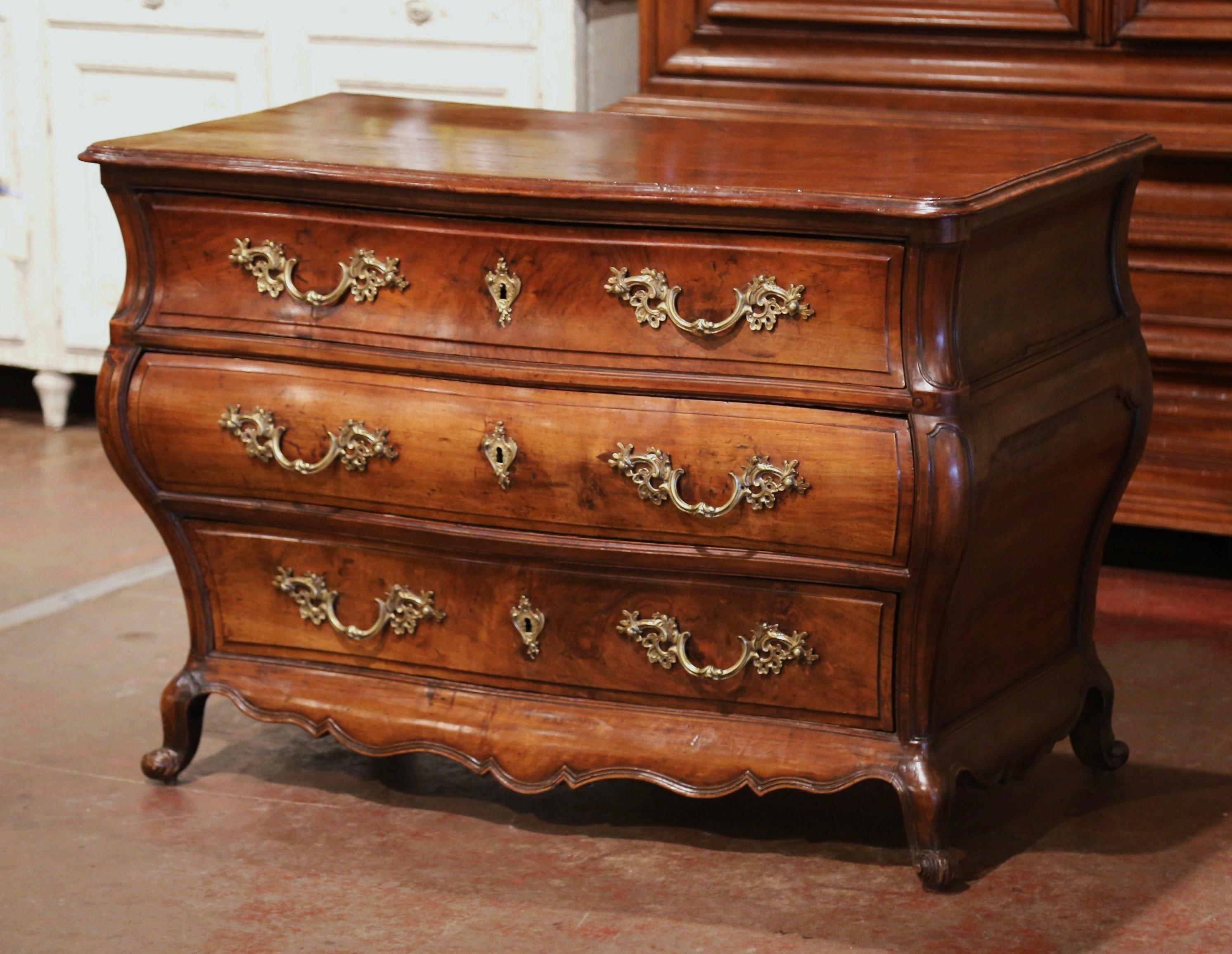 This elegant antique chest was crafted in Bordeaux, France, circa 1760. Called 