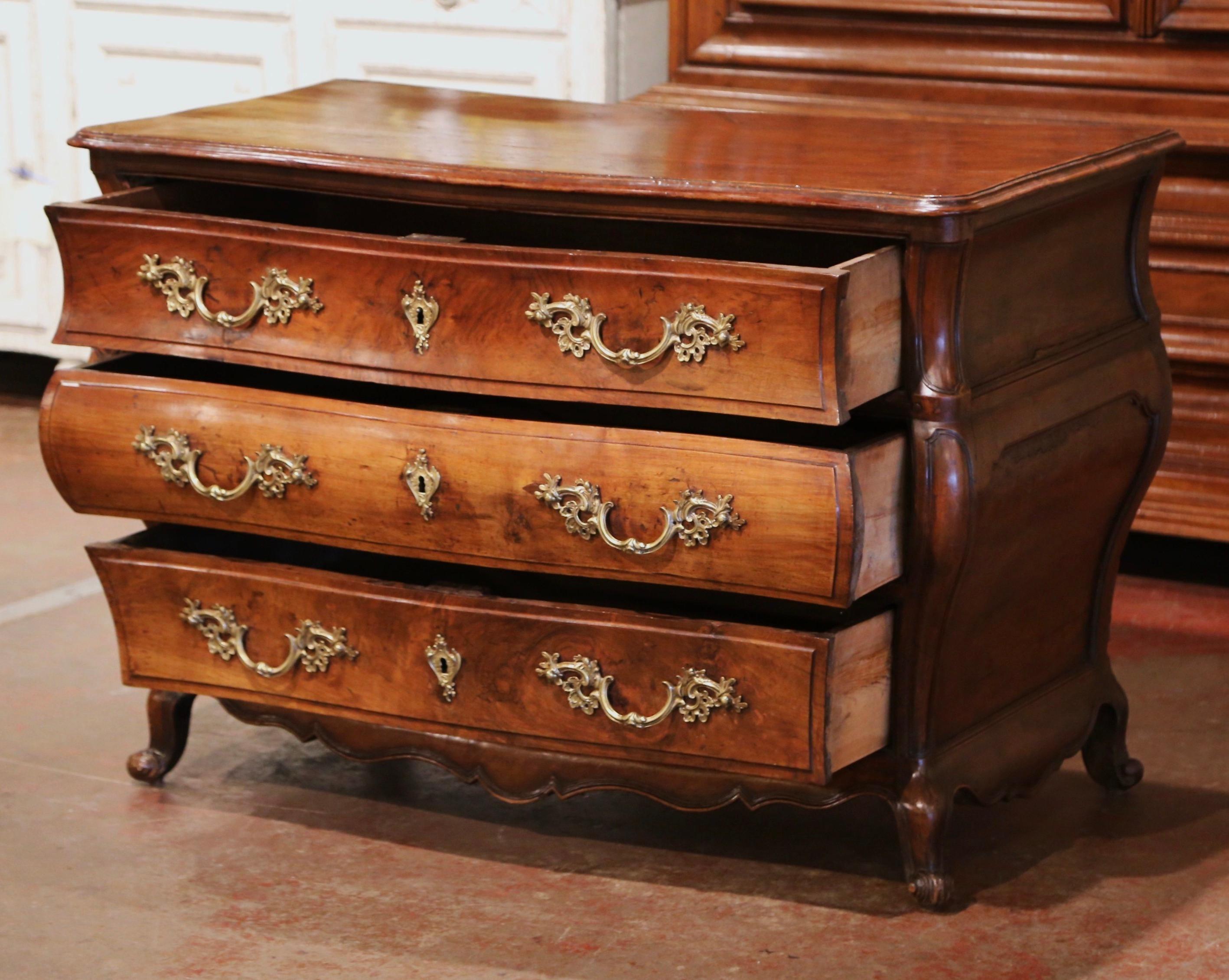 Mid-18th Century French Louis XV Carved Mahogany Chest of Drawers from Bordeaux For Sale 2