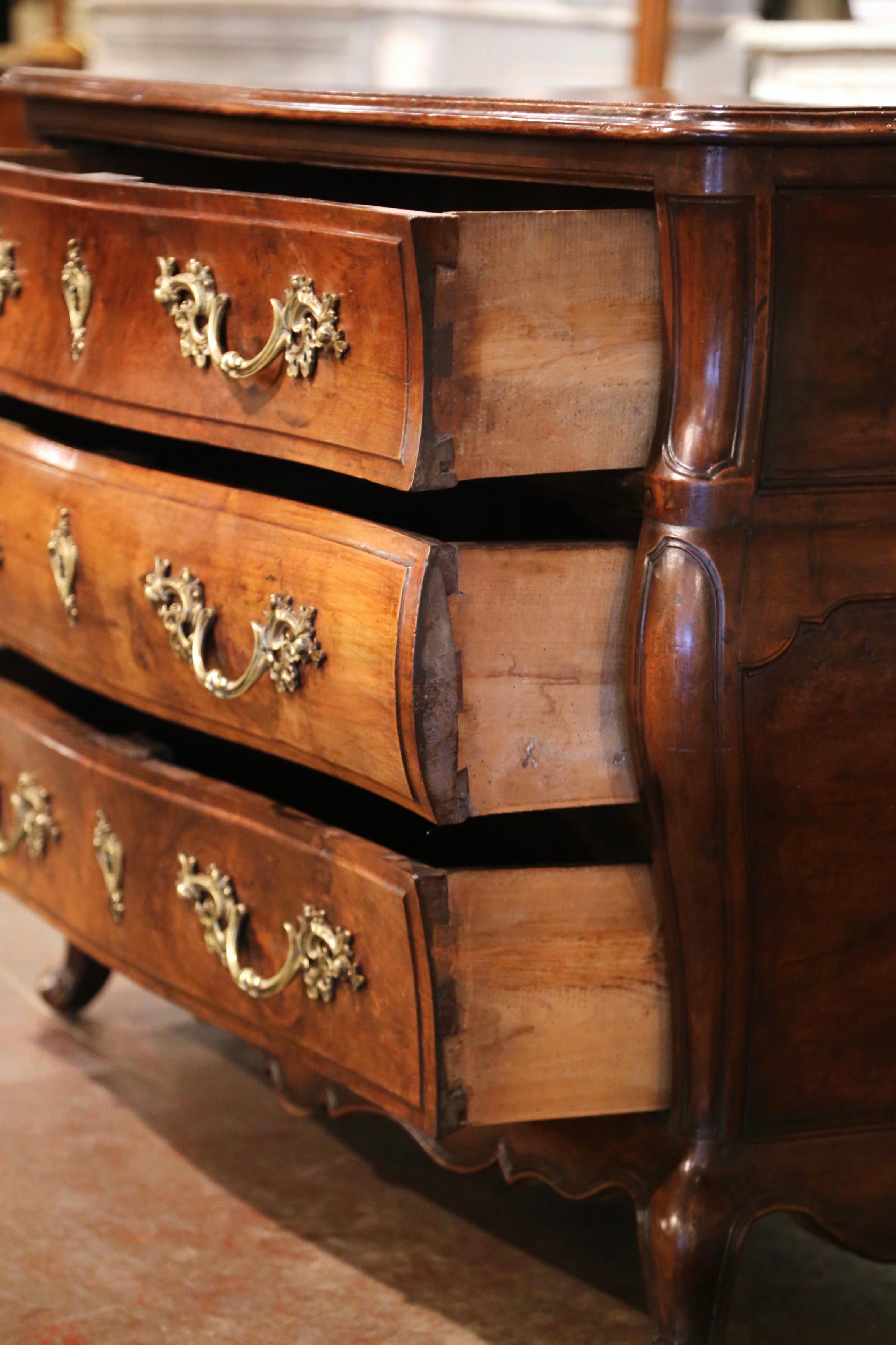 Mid-18th Century French Louis XV Carved Mahogany Chest of Drawers from Bordeaux For Sale 3