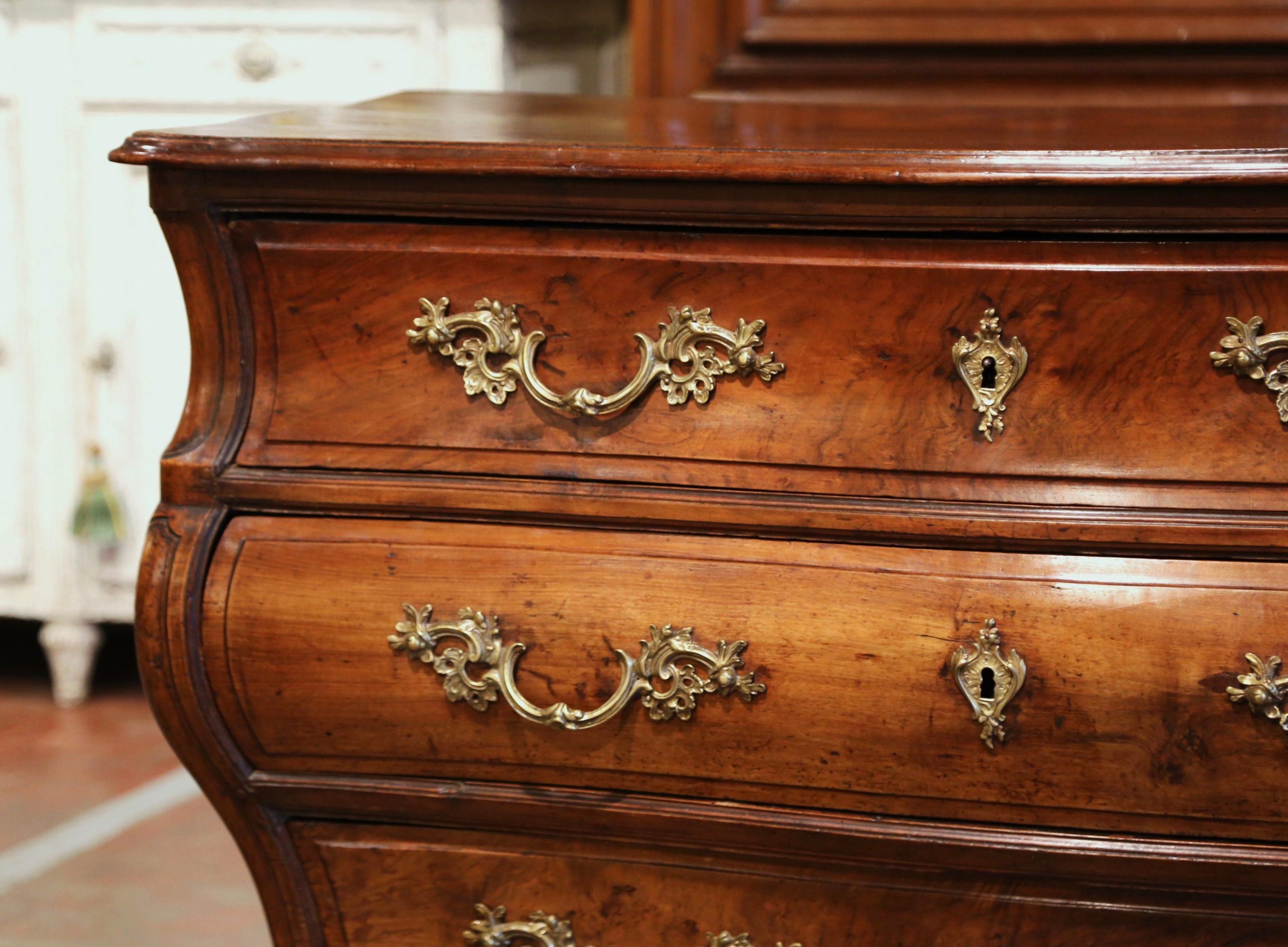 Mid-18th Century French Louis XV Carved Mahogany Chest of Drawers from Bordeaux For Sale 4