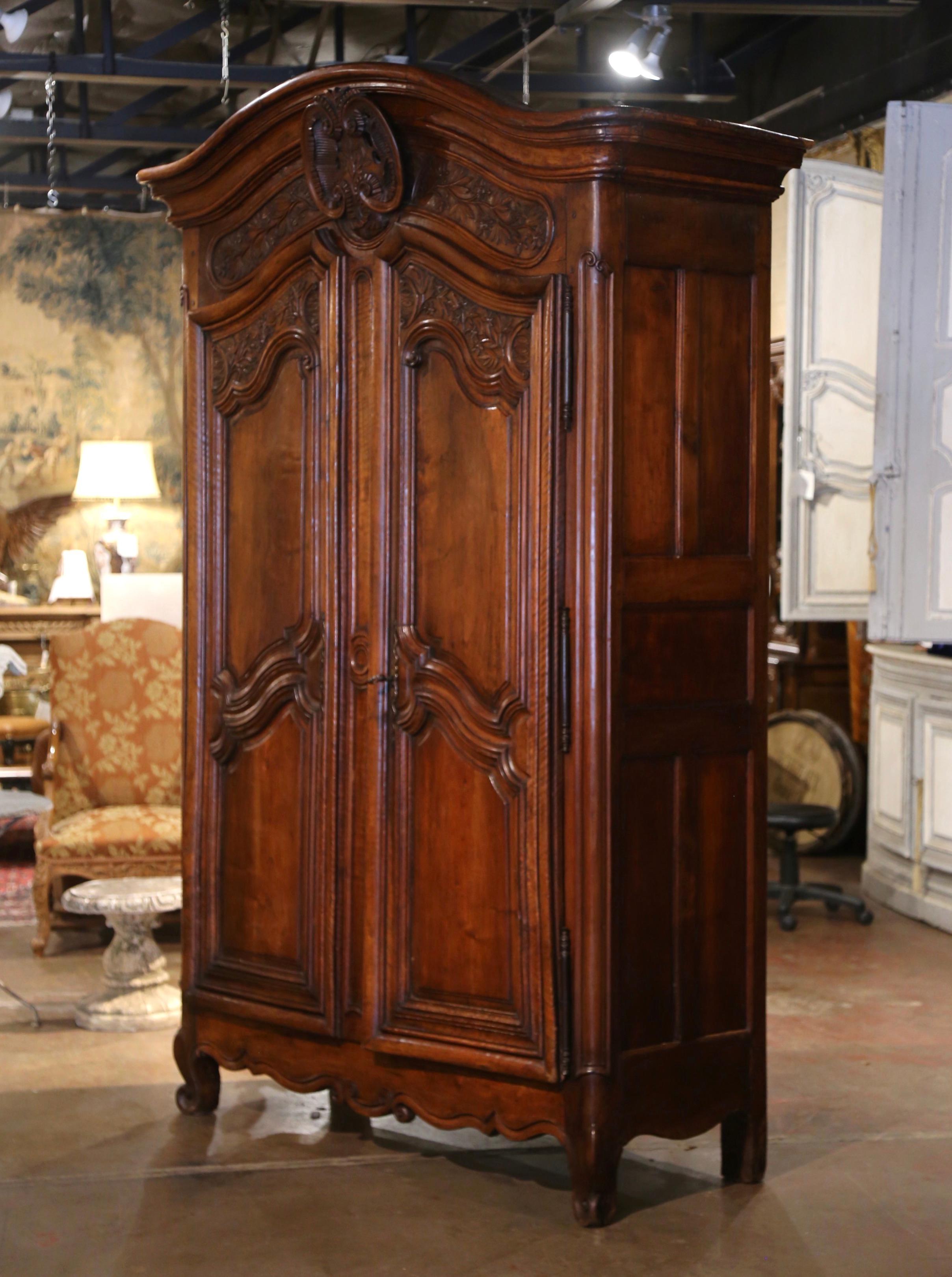 Mid-18th Century French Louis XV Carved Walnut Two-Door 