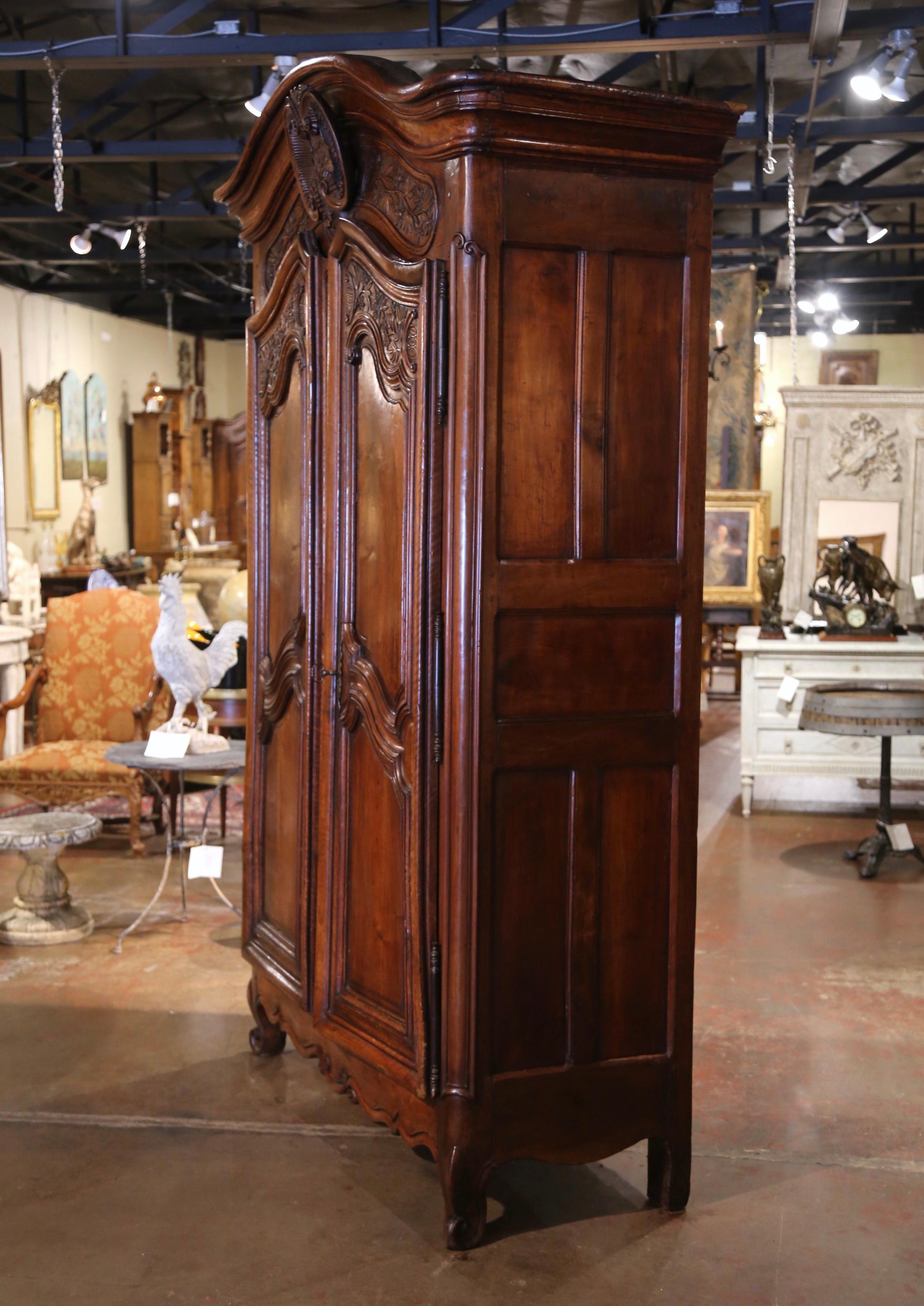 Mid-18th Century French Louis XV Carved Walnut Two-Door 