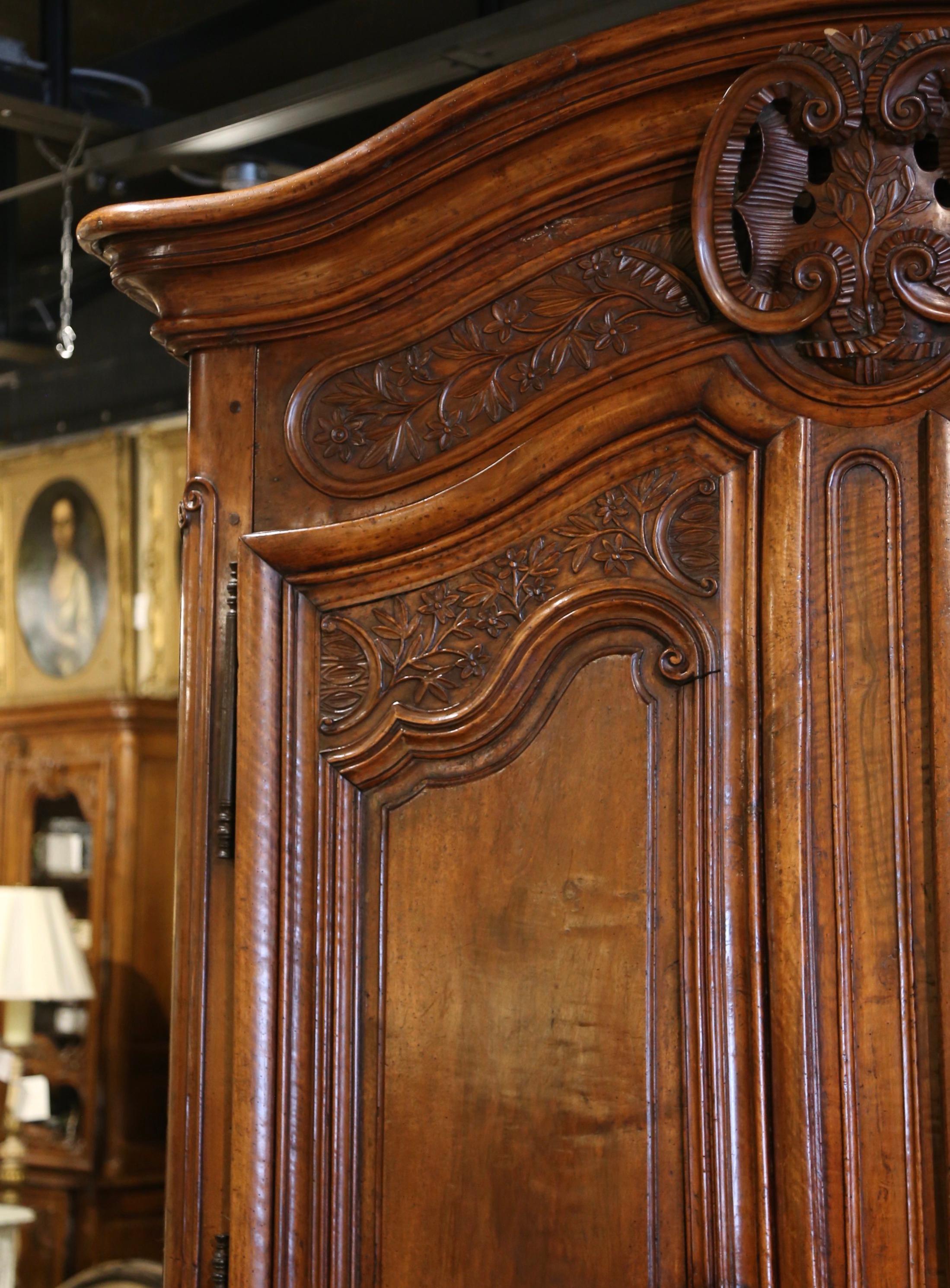 Mid-18th Century French Louis XV Carved Walnut Two-Door 