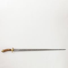 Mid-18th Century French Louis XV Period Engraved Hunting Short Sword with Horn
