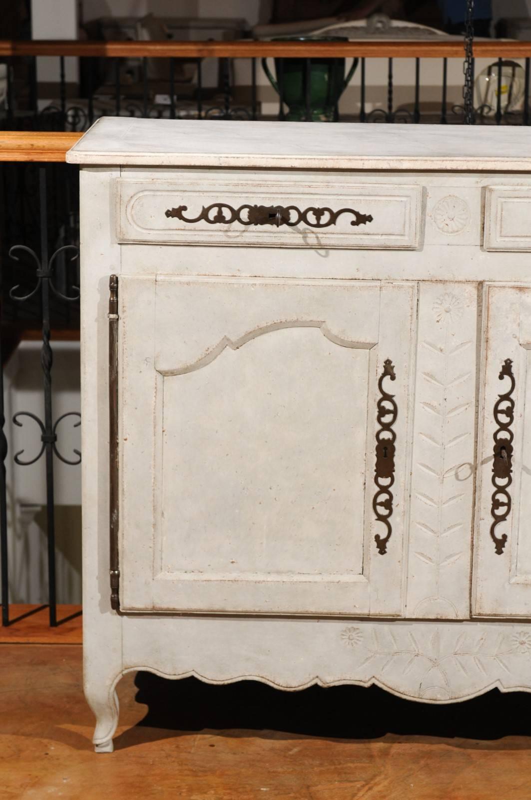 Mid-18th Century French Louis XV Period Painted Buffet with Drawers and Doors In Good Condition For Sale In Atlanta, GA