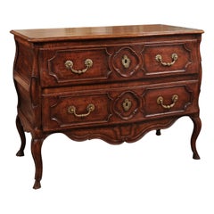 Mitte des 18. Jahrhunderts Französisch Louis XV Nussbaum Kommode mit 2 Schubladen, Cabriole Beine, &