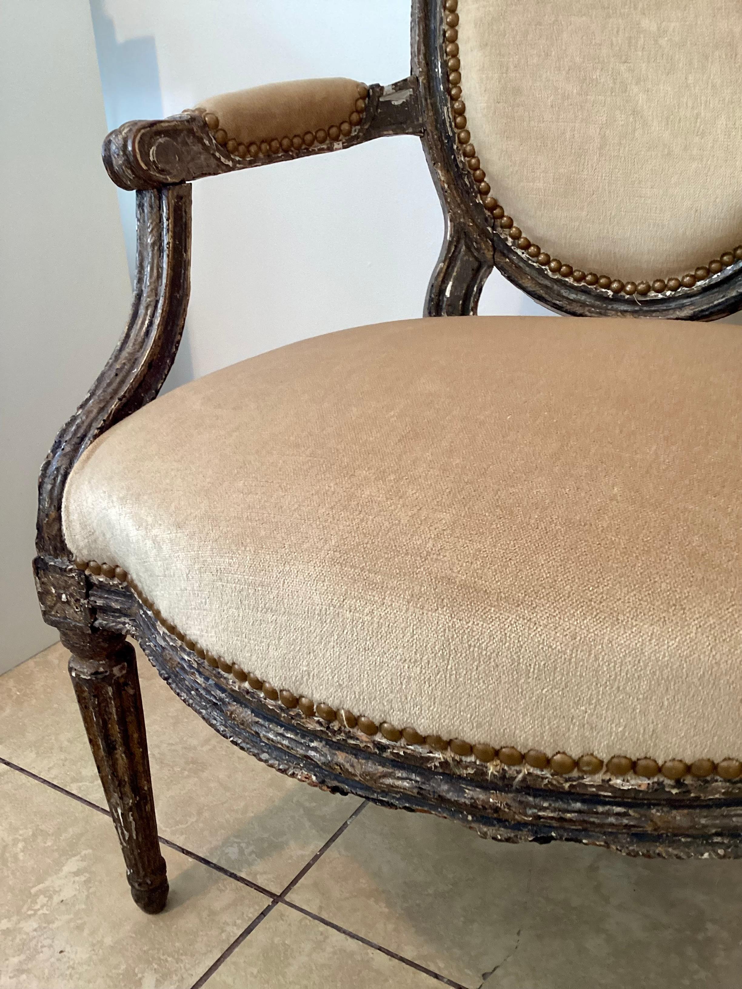 Mid-18th Century French Louis XVI Fauteuil in Todd Hase Upholstery For Sale 7